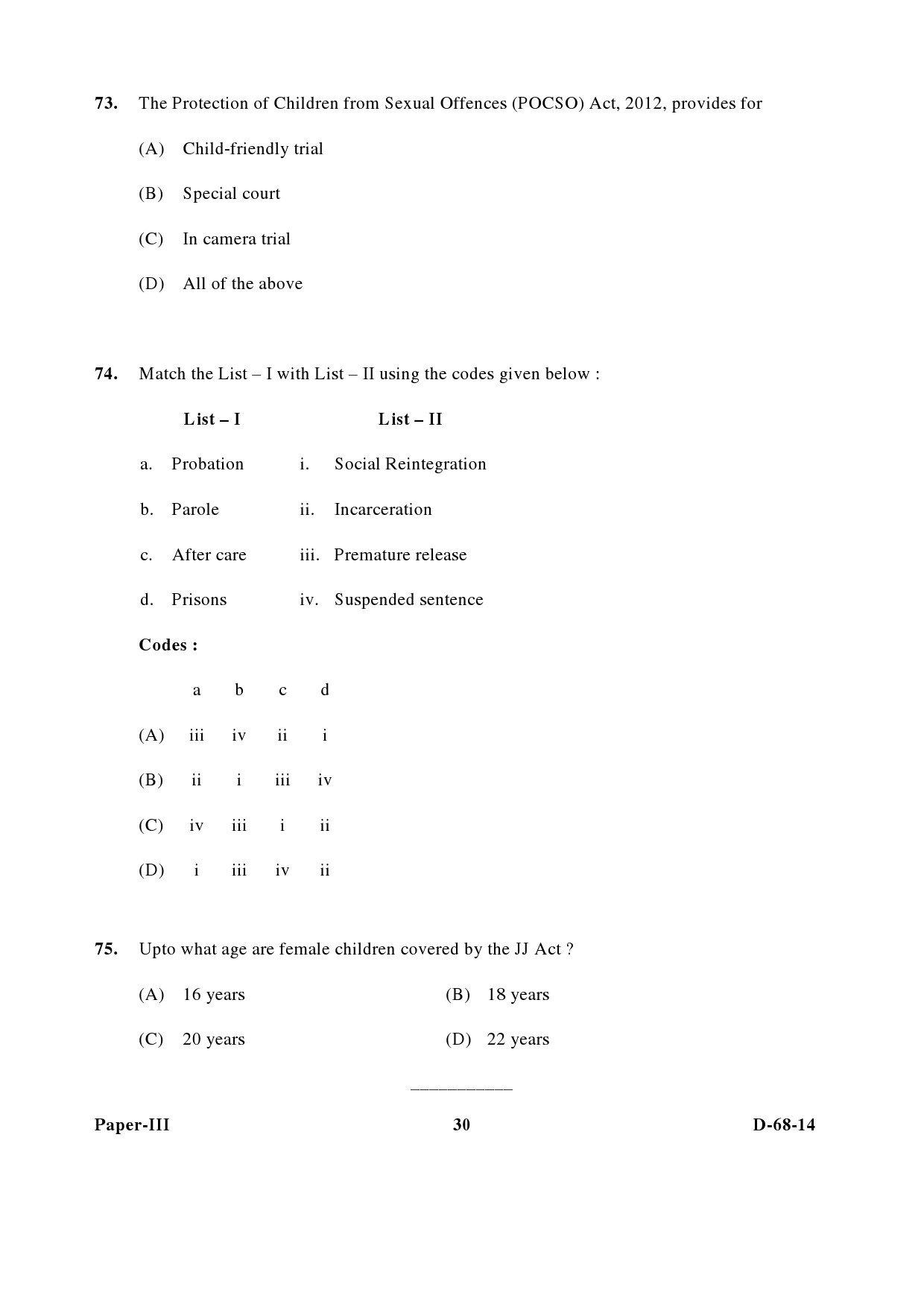 UGC NET Criminology Question Paper III December 2014 30