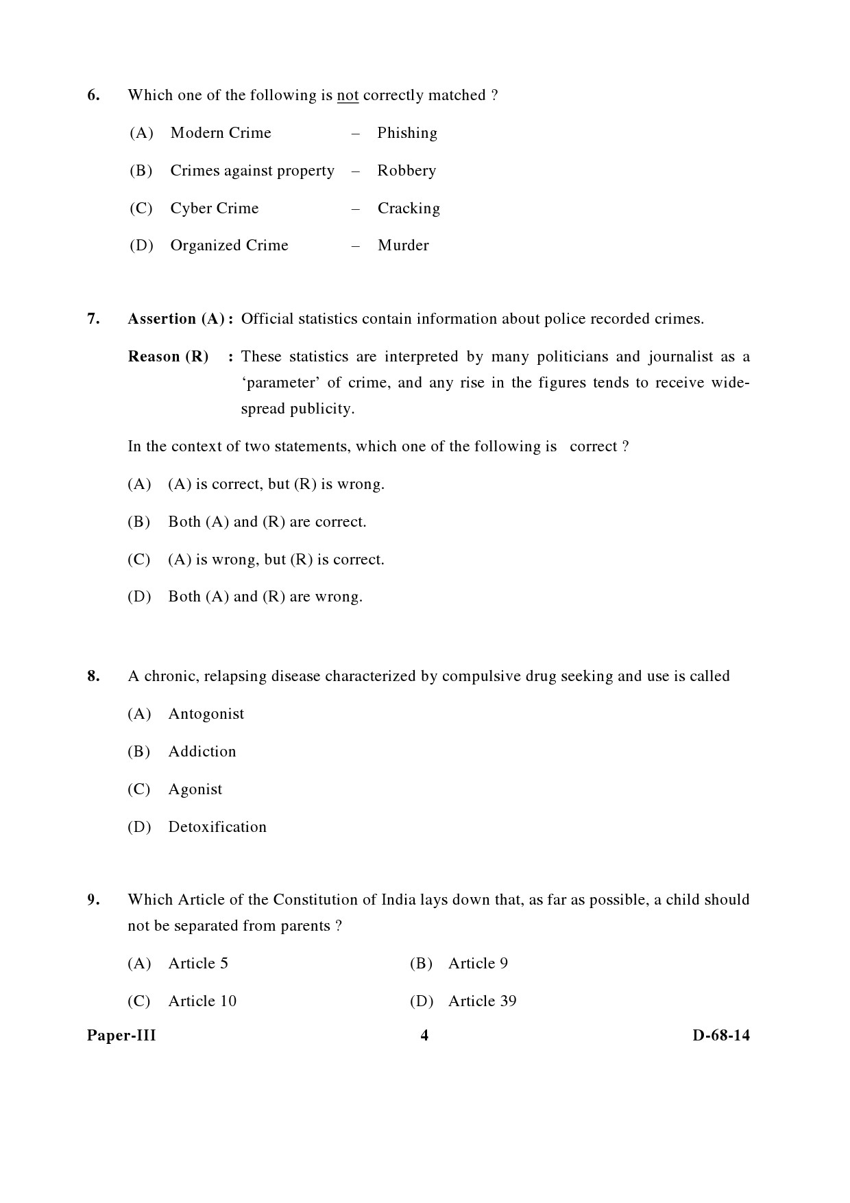 UGC NET Criminology Question Paper III December 2014 4