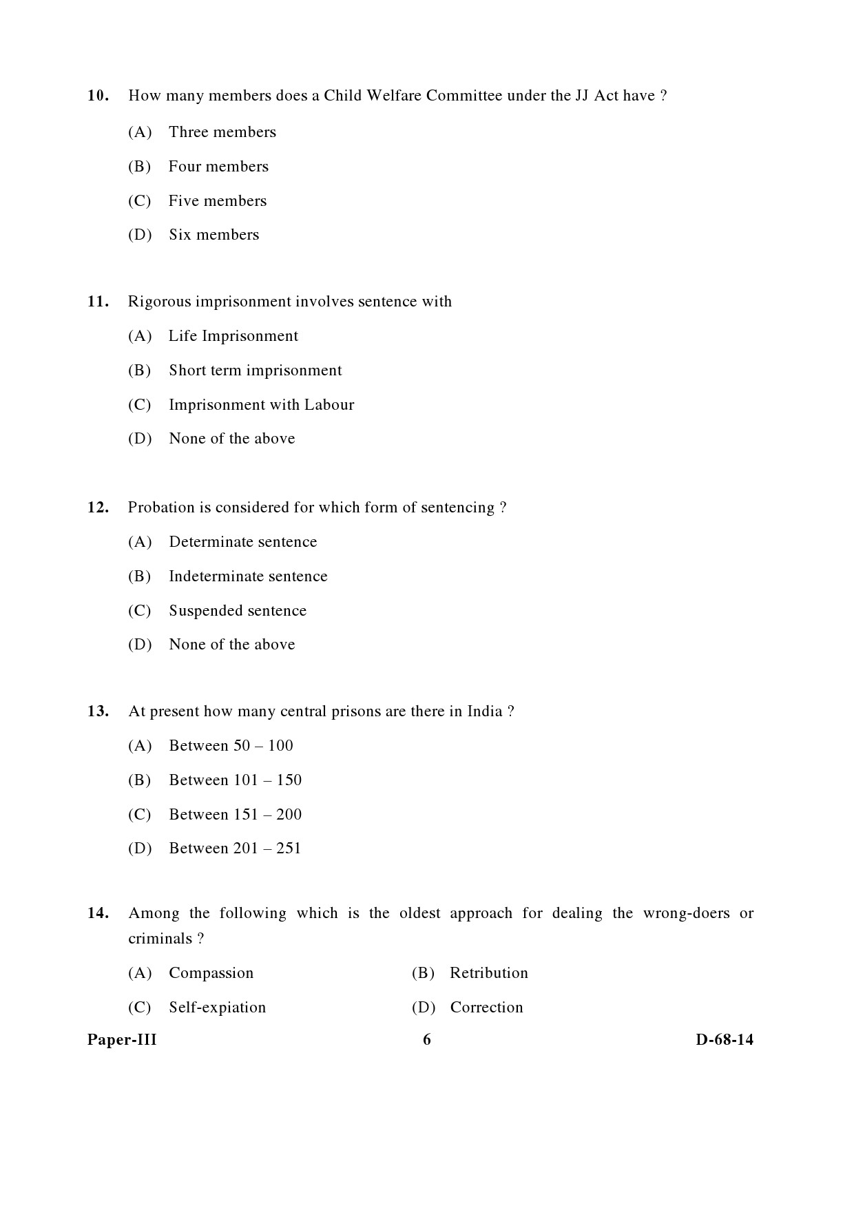 UGC NET Criminology Question Paper III December 2014 6