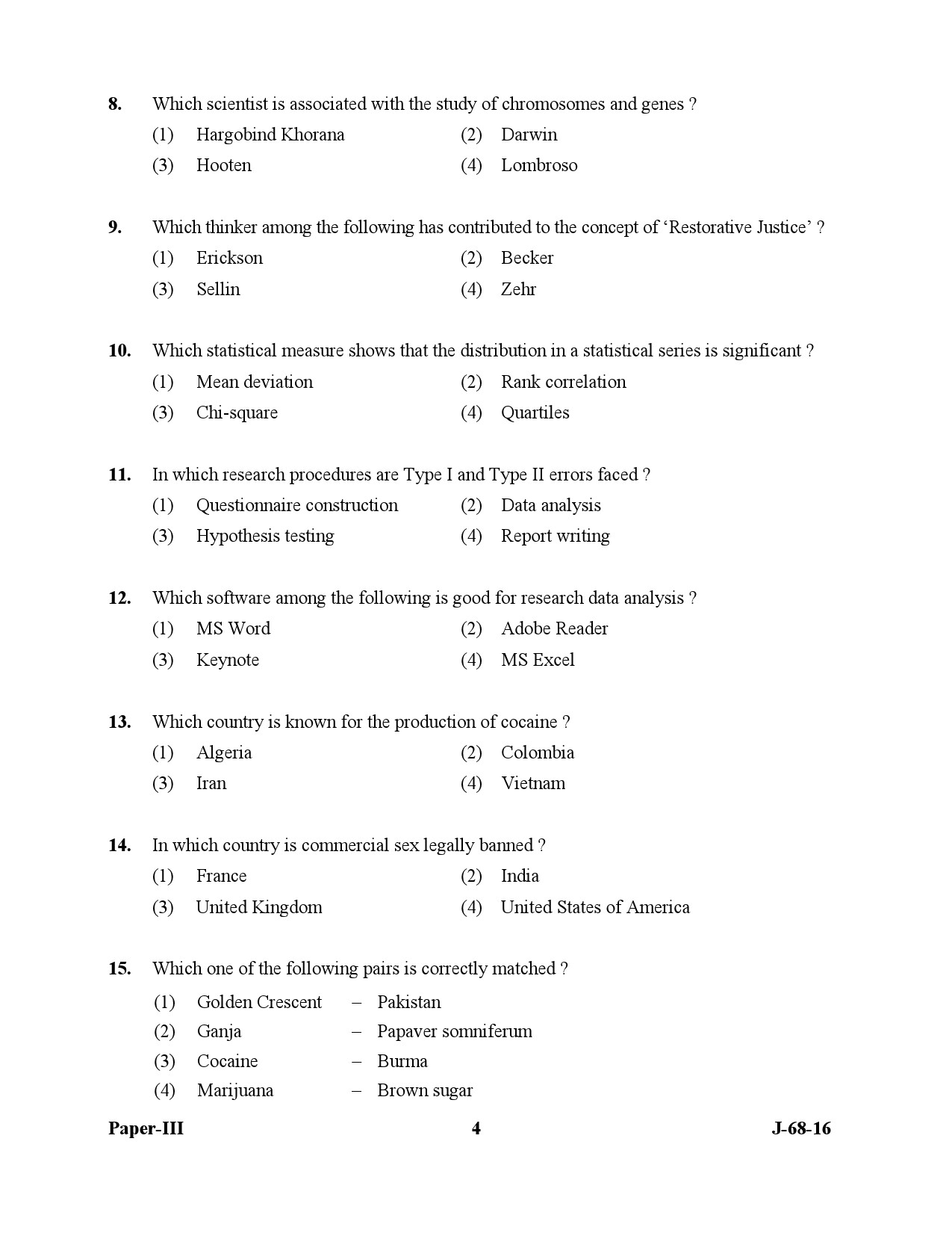 UGC NET Criminology Question Paper III July 2016 4