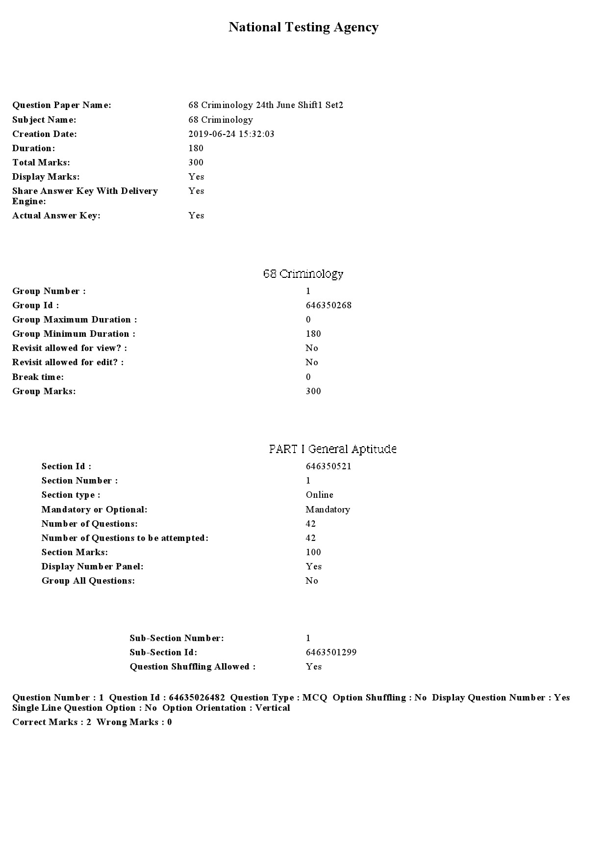 UGC NET Criminology Question Paper June 2019 1