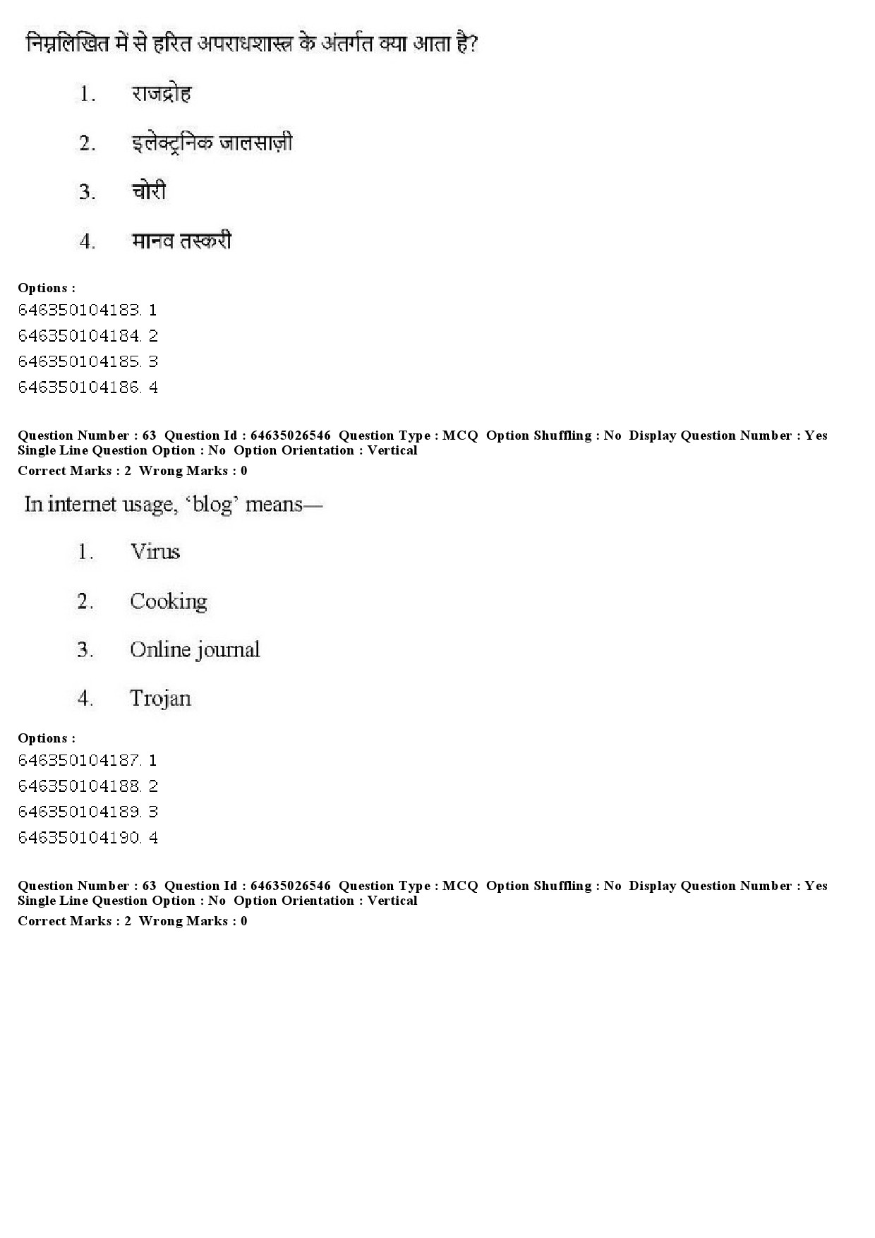 UGC NET Criminology Question Paper June 2019 56