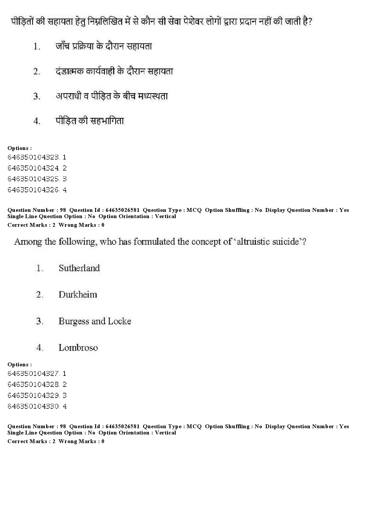 UGC NET Criminology Question Paper June 2019 94