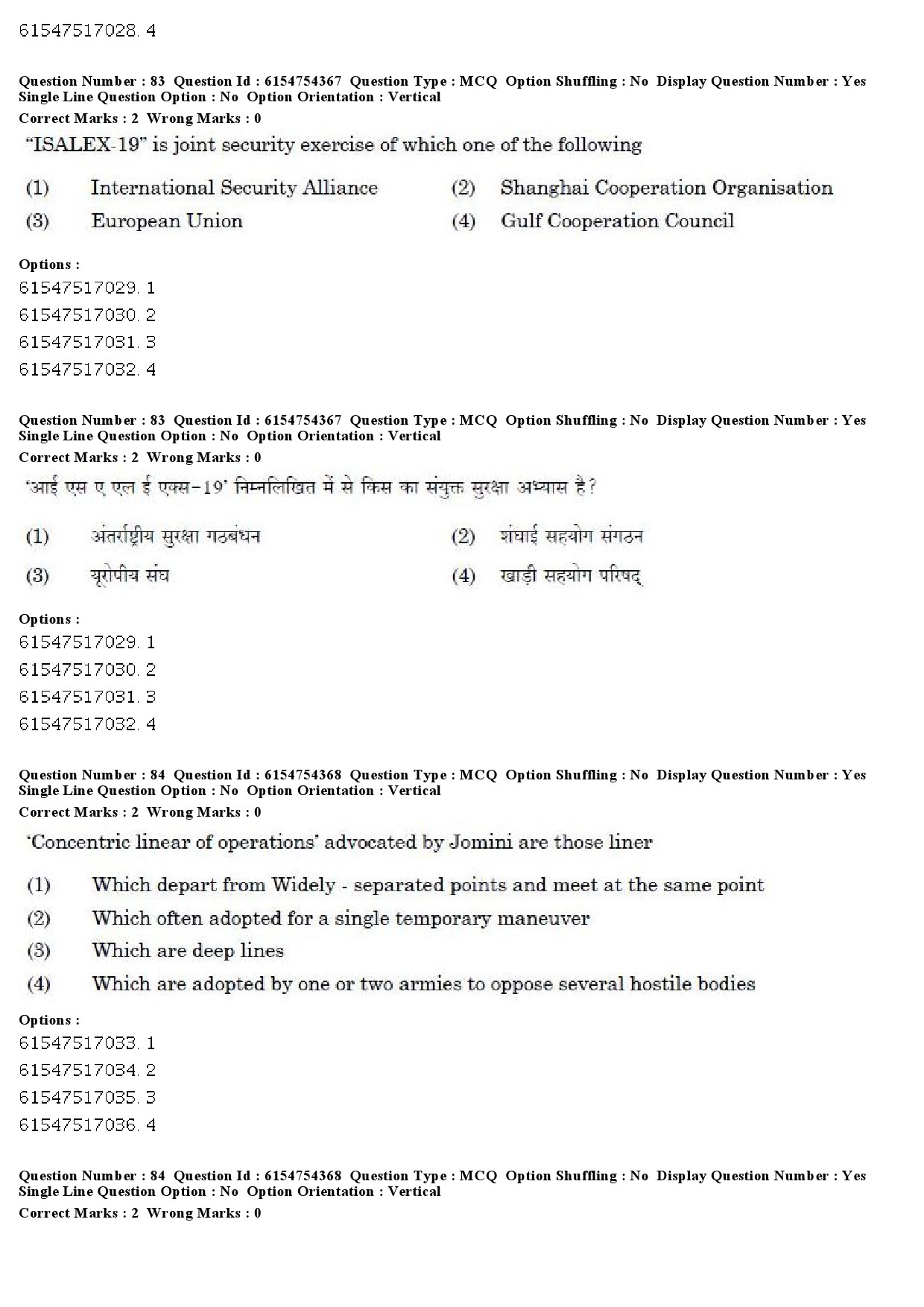 UGC NET Defence and Strategic Studies Question Paper December 2019 66