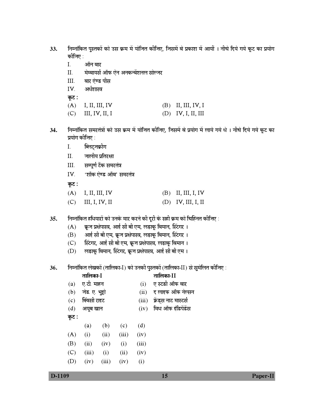 UGC NET Defence and Strategic Studies Question Paper II December 2009 15