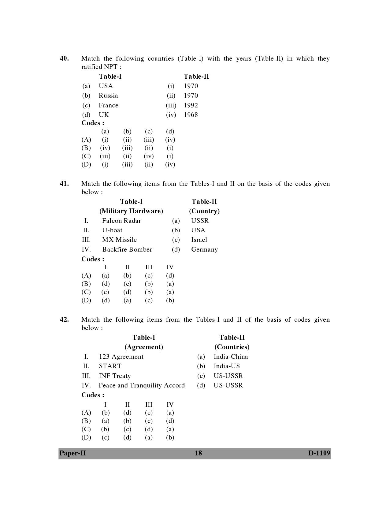 UGC NET Defence and Strategic Studies Question Paper II December 2009 18