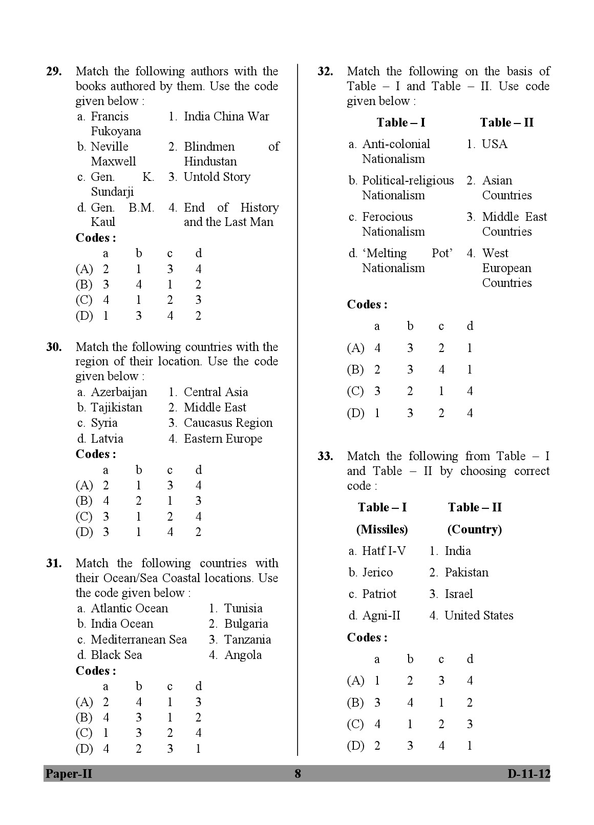 UGC NET Defence and Strategic Studies Question Paper II December 2012 8