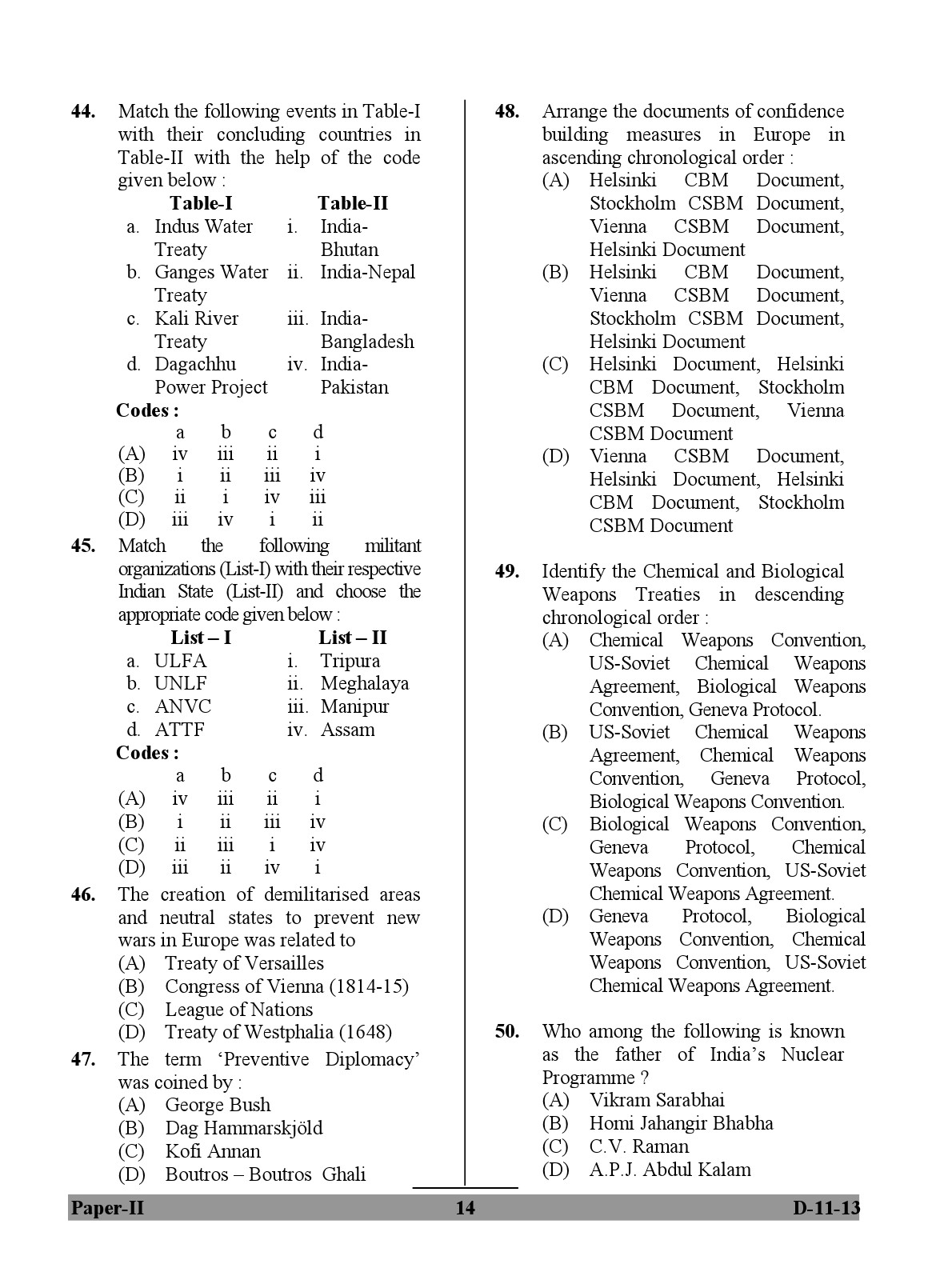 UGC NET Defence and Strategic Studies Question Paper II December 2013 14