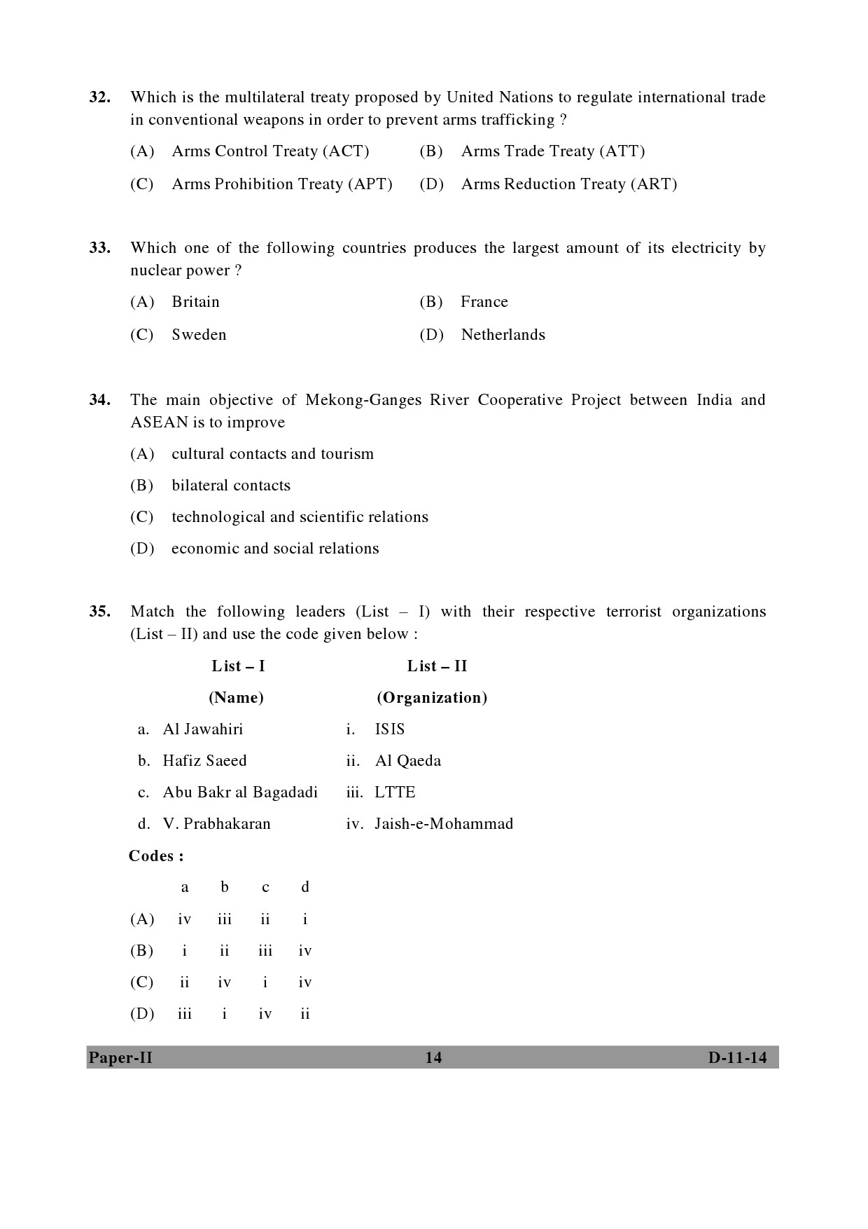 UGC NET Defence and Strategic Studies Question Paper II December 2014 14