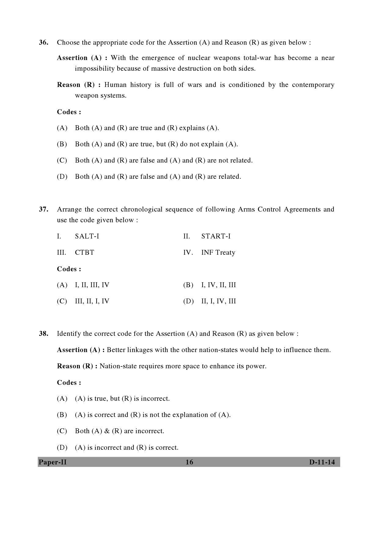 UGC NET Defence and Strategic Studies Question Paper II December 2014 16