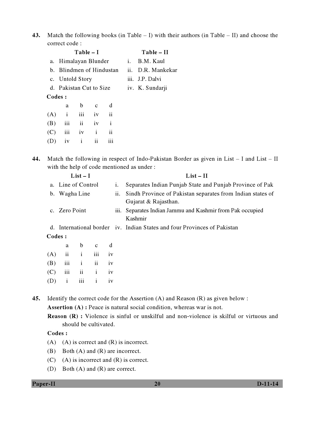 UGC NET Defence and Strategic Studies Question Paper II December 2014 20