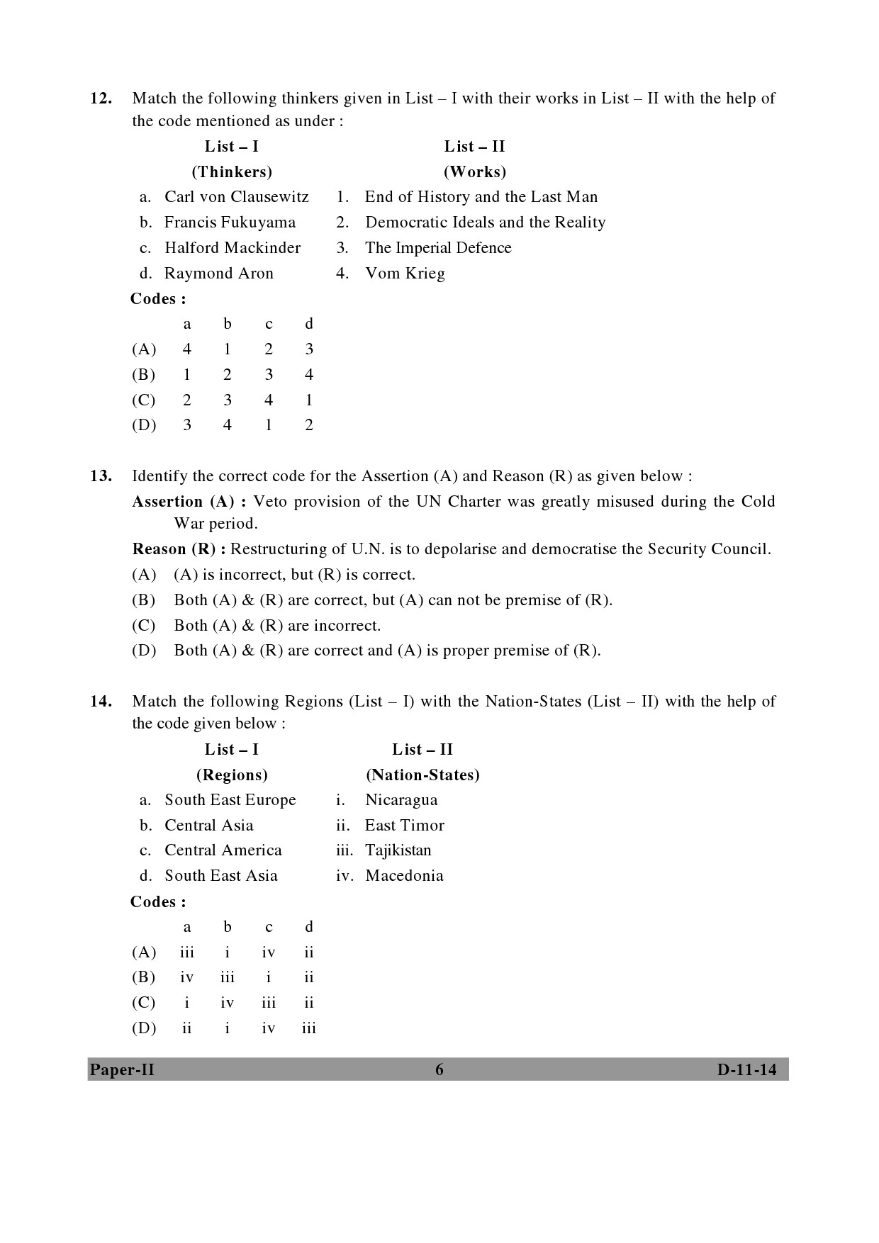 UGC NET Defence and Strategic Studies Question Paper II December 2014 6