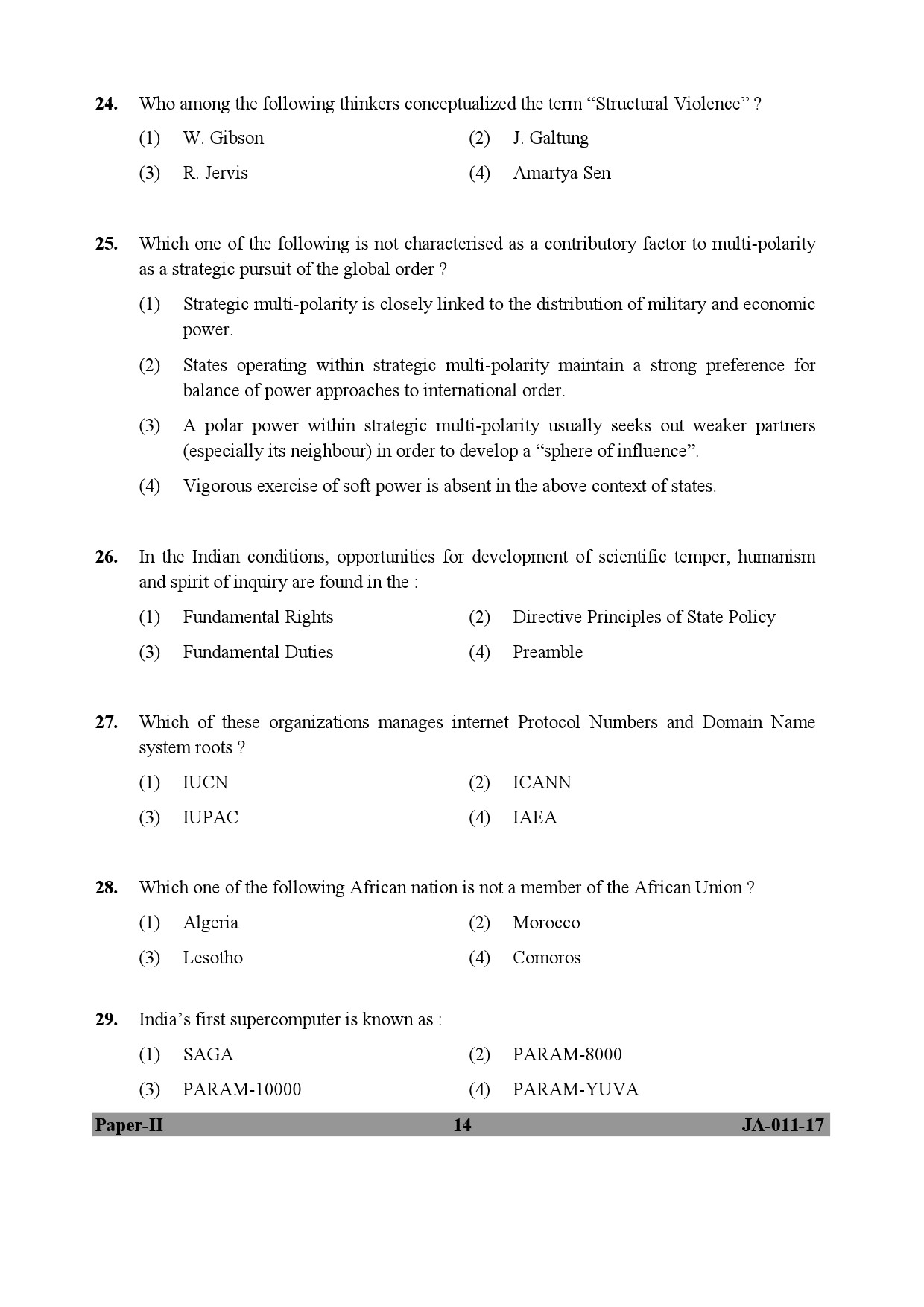 UGC NET Defence and Strategic Studies Question Paper II January 2017 14