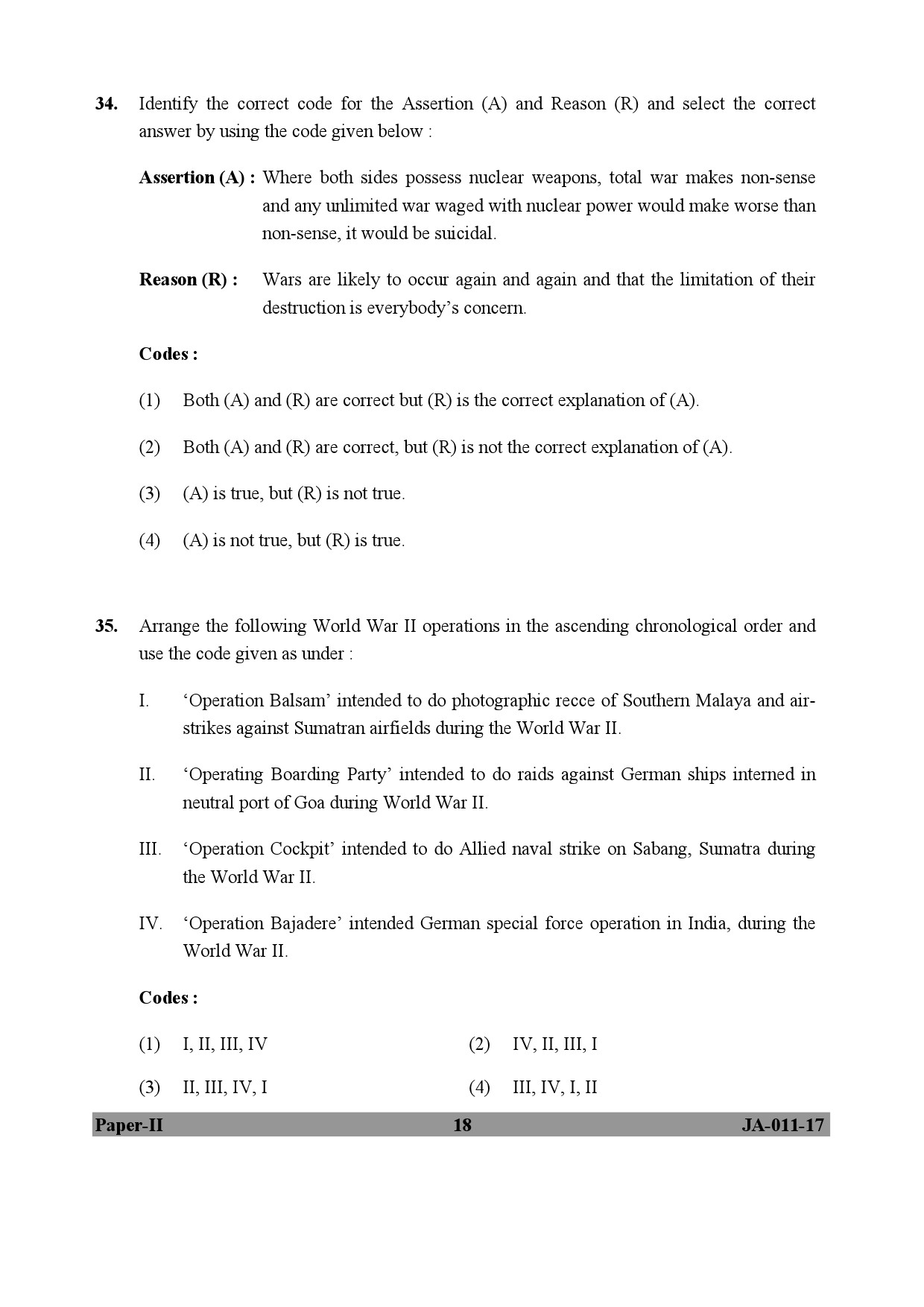 UGC NET Defence and Strategic Studies Question Paper II January 2017 18