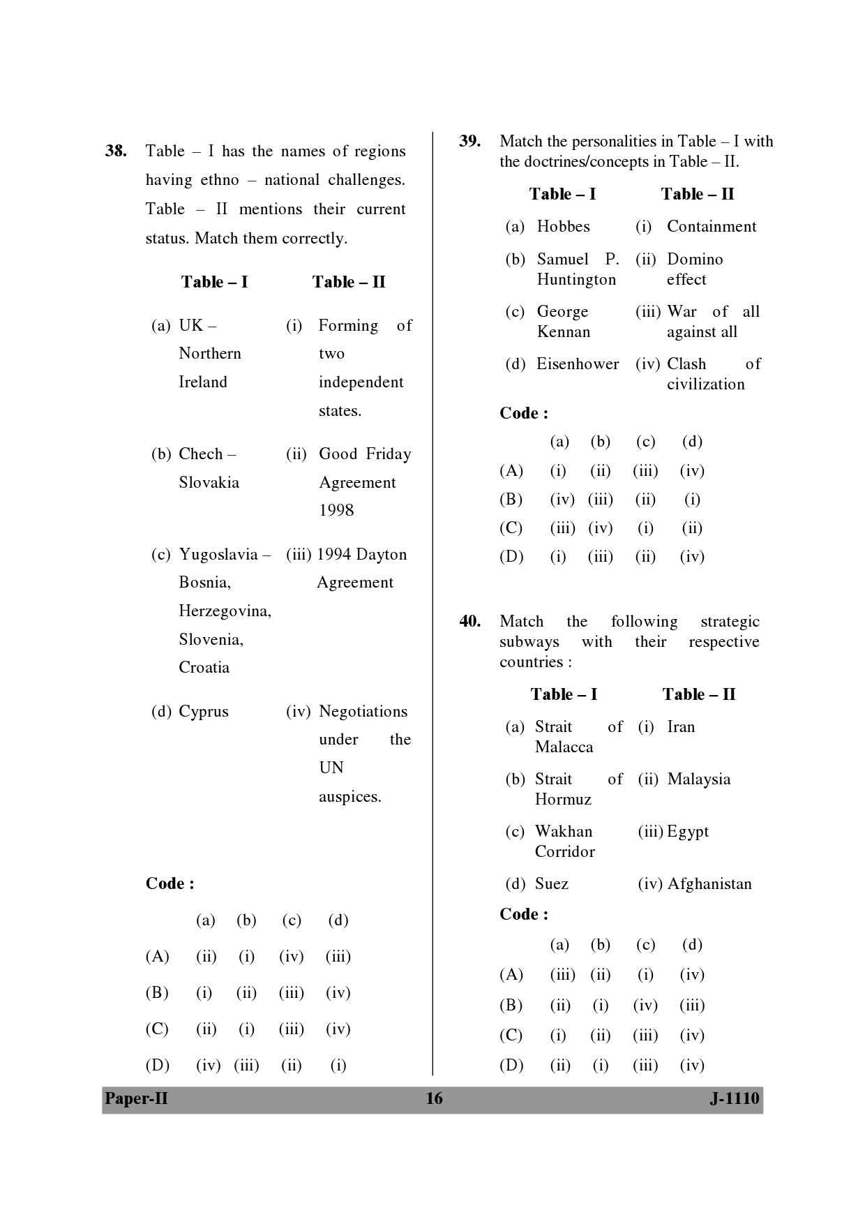 UGC NET Defence and Strategic Studies Question Paper II June 2010 16