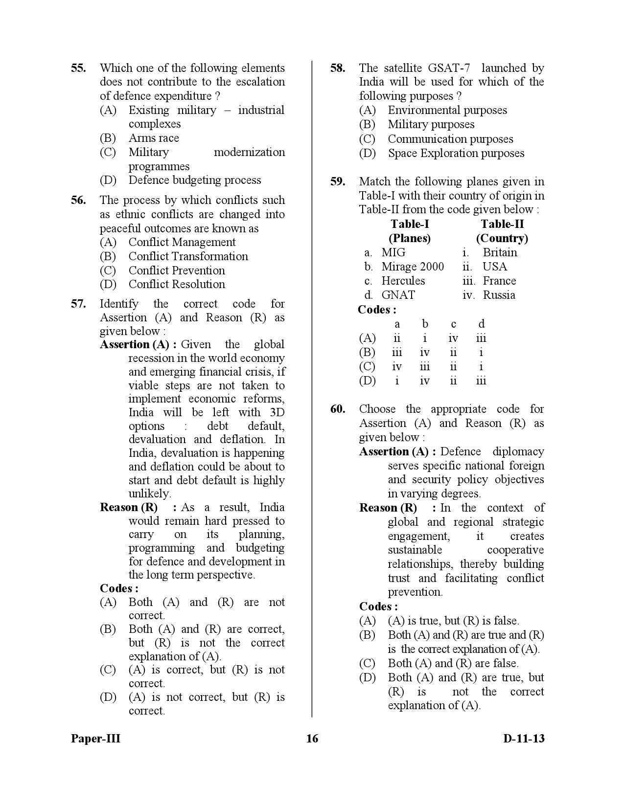 UGC NET Defence and Strategic Studies Question Paper III December 2013 16