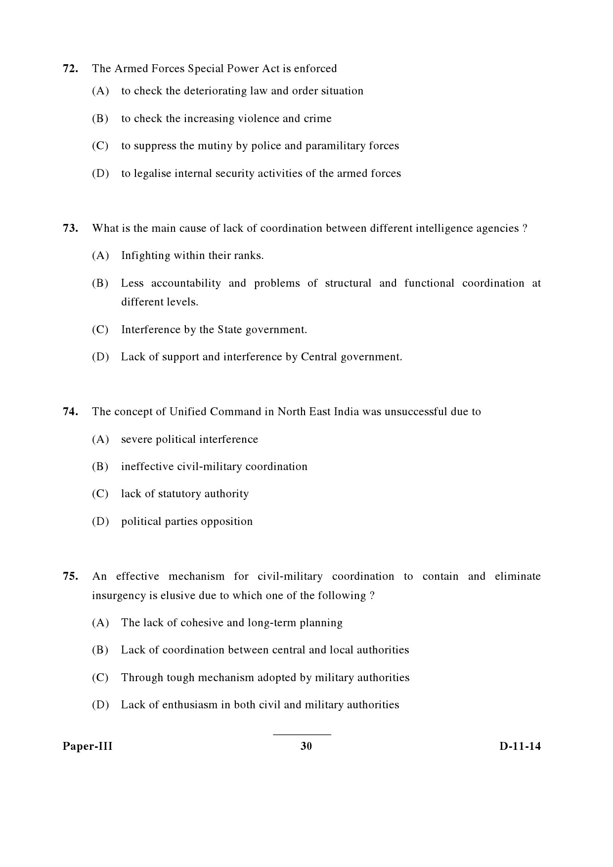 UGC NET Defence and Strategic Studies Question Paper III December 2014 30