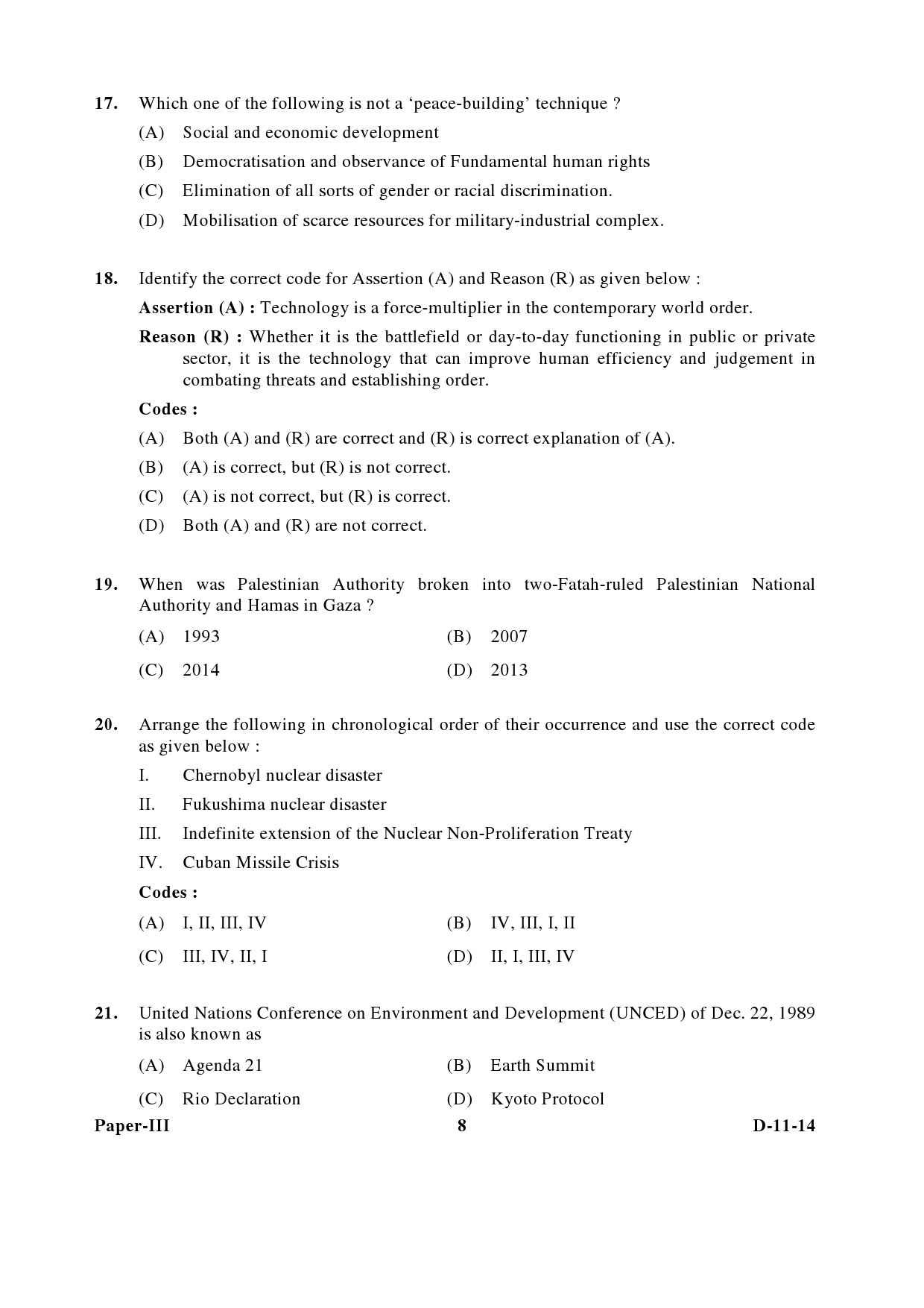 UGC NET Defence and Strategic Studies Question Paper III December 2014 8