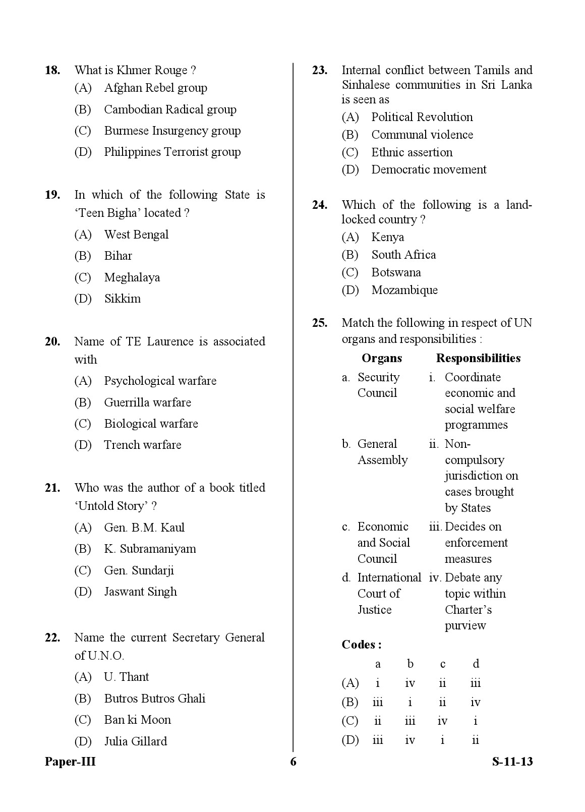 UGC NET Defence and Strategic Studies Question Paper III Exam September 2013 6