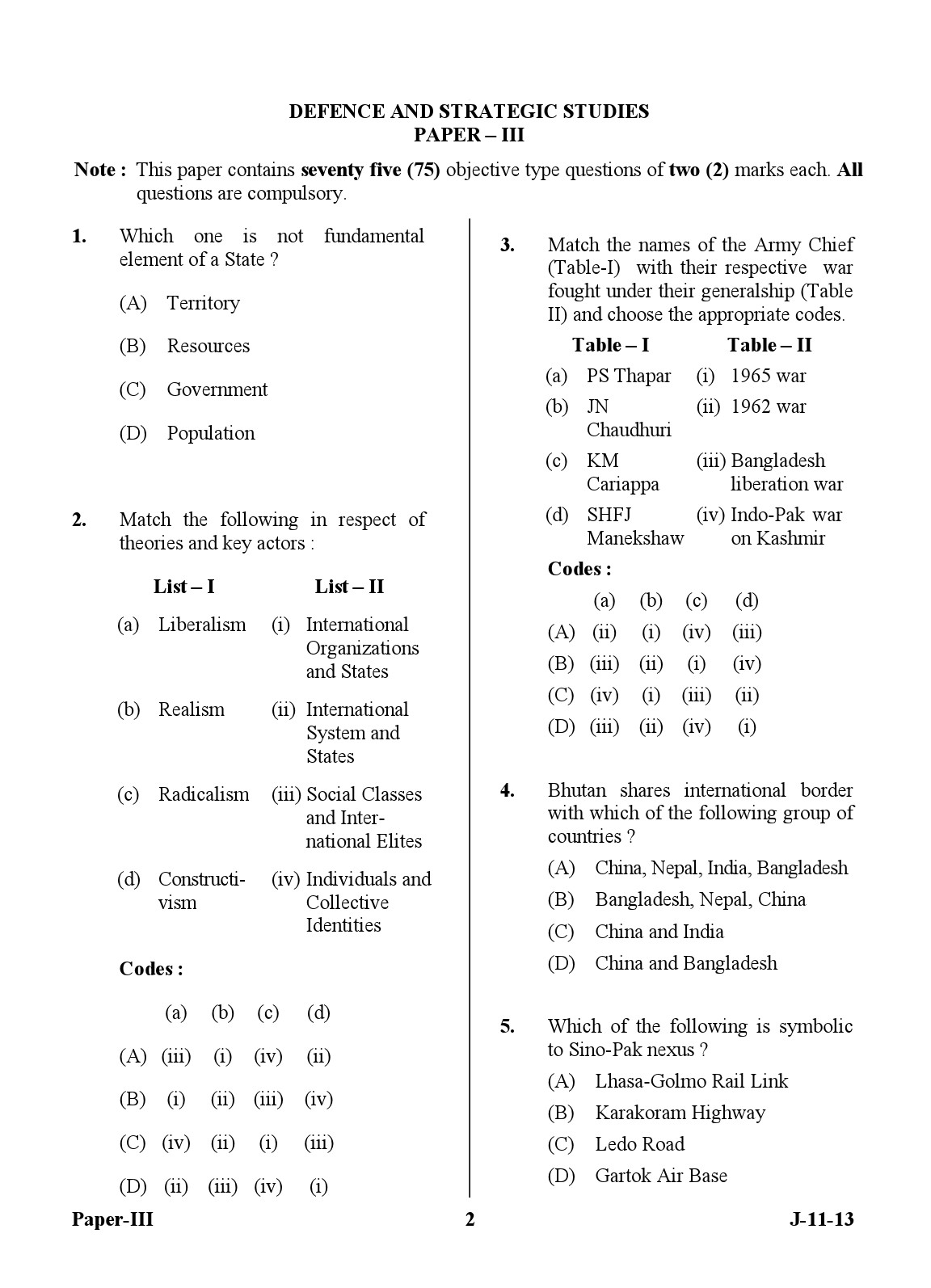 UGC NET Defence and Strategic Studies Question Paper III June 2013 2