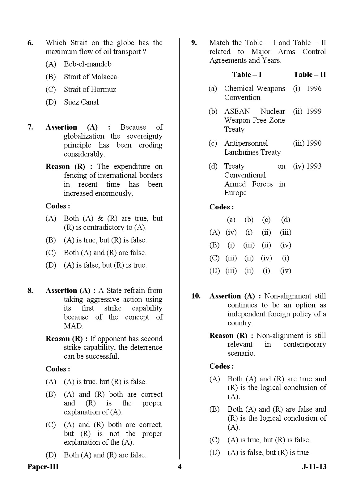 UGC NET Defence and Strategic Studies Question Paper III June 2013 4