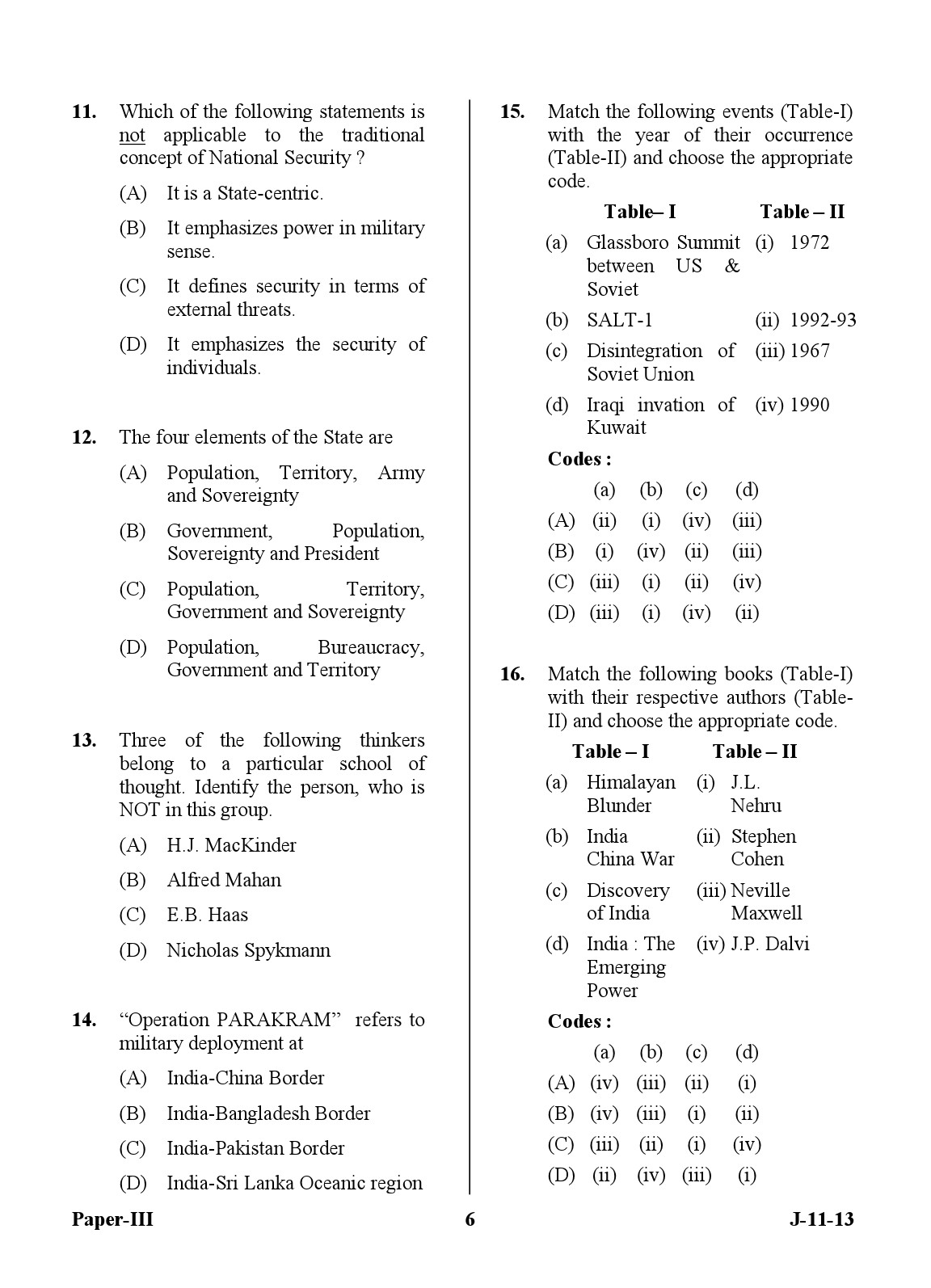 UGC NET Defence and Strategic Studies Question Paper III June 2013 6