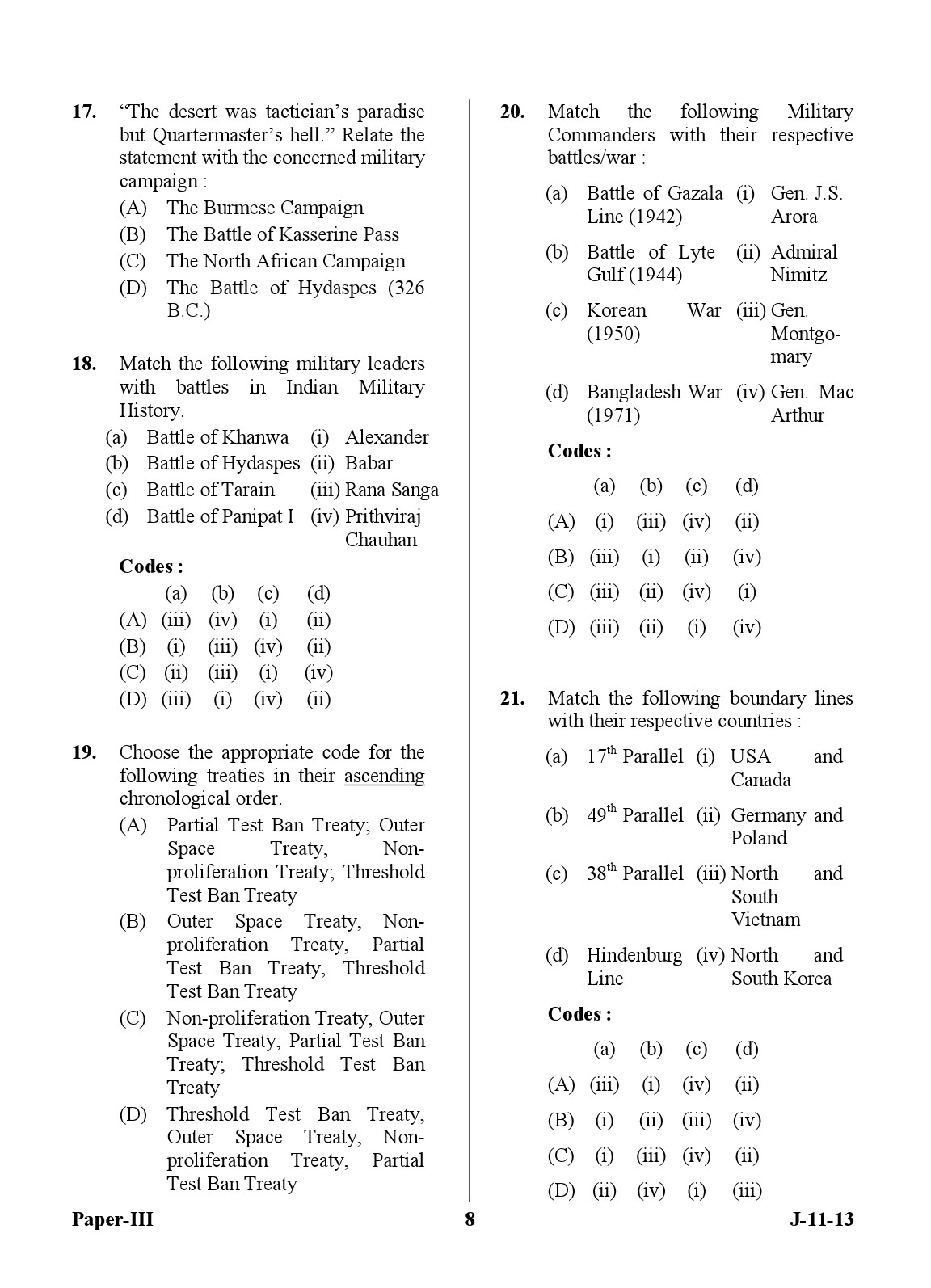 UGC NET Defence and Strategic Studies Question Paper III June 2013 8