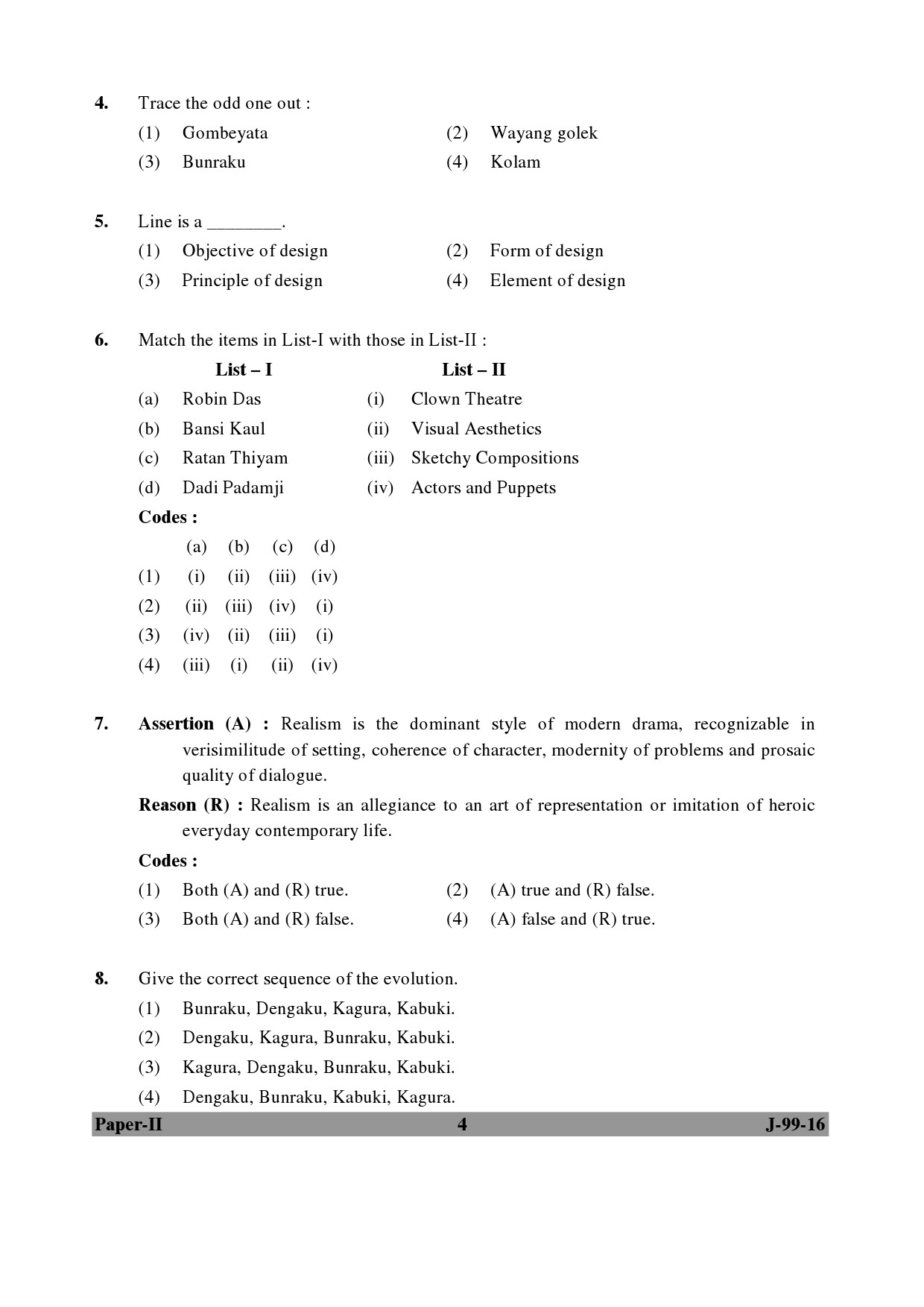 UGC NET Drama and Theatre Question Paper II July 2016 4