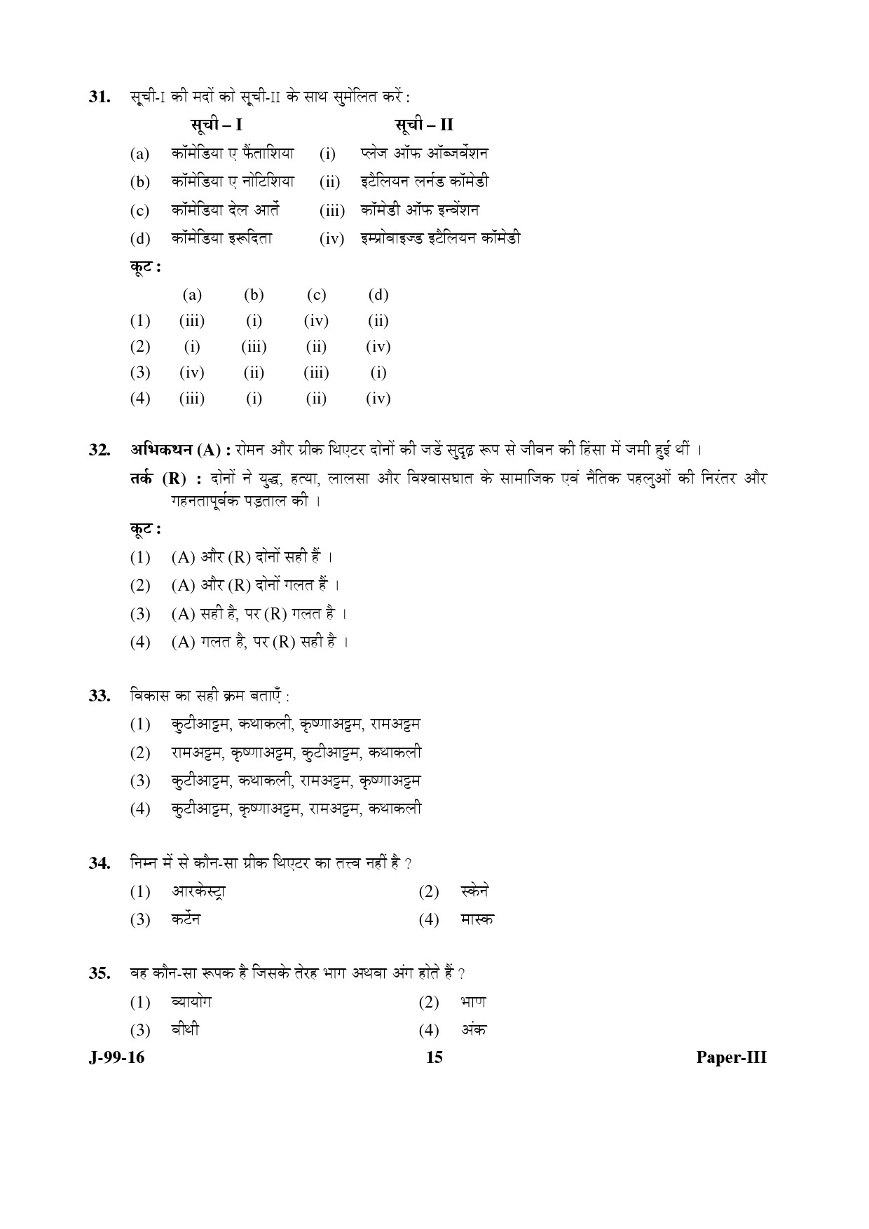 UGC NET Drama and Theatre Question Paper III July 2016 15