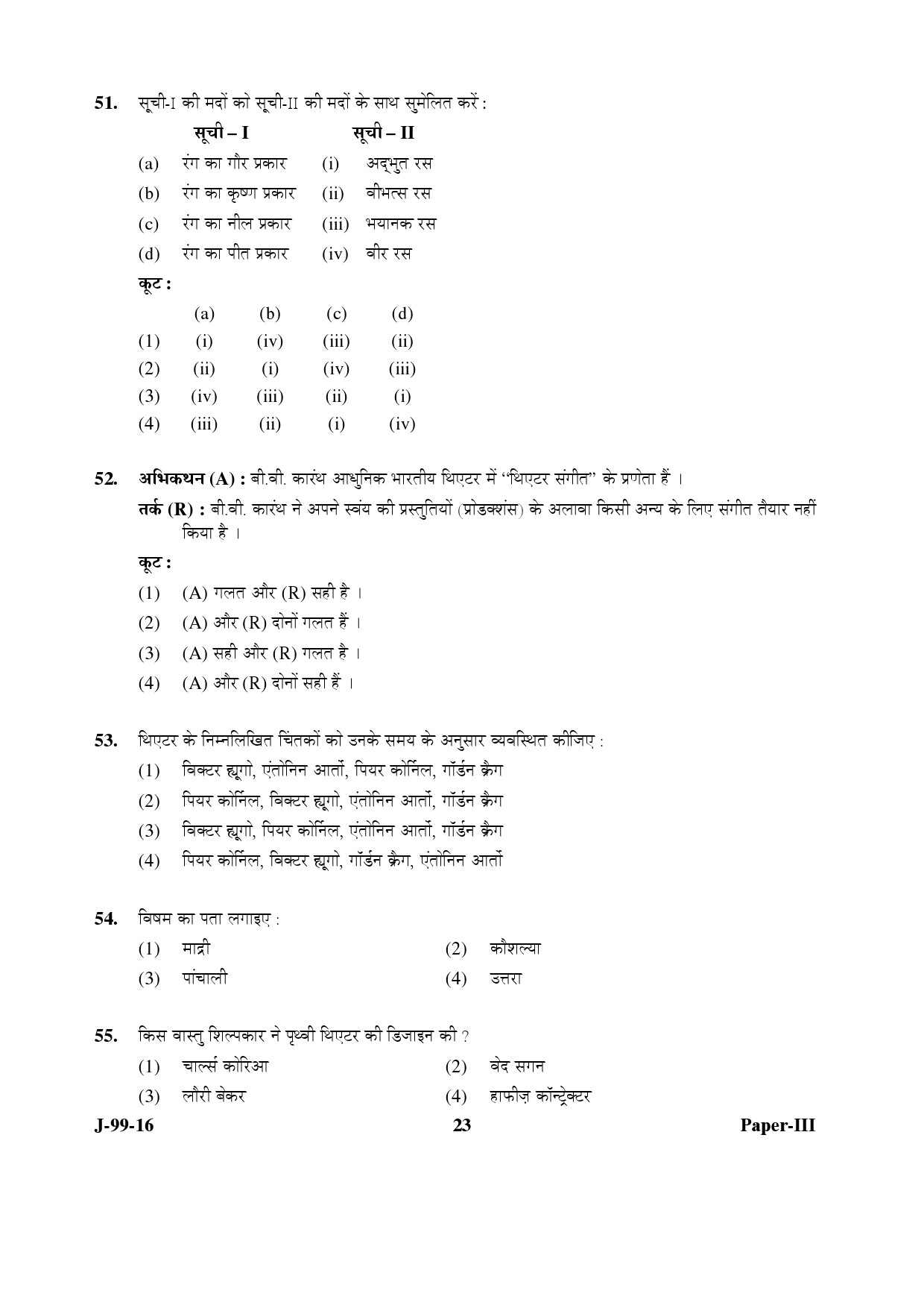 UGC NET Drama and Theatre Question Paper III July 2016 23