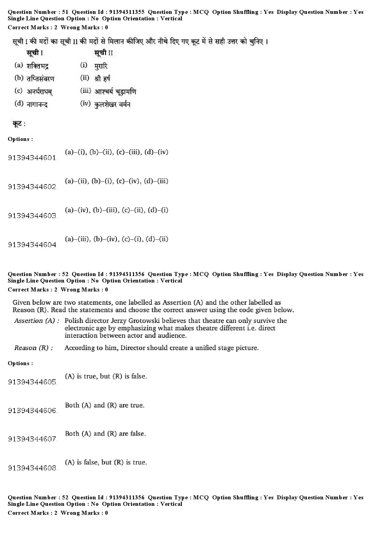 UGC NET Drama Theatre Question Paper December 2018 46