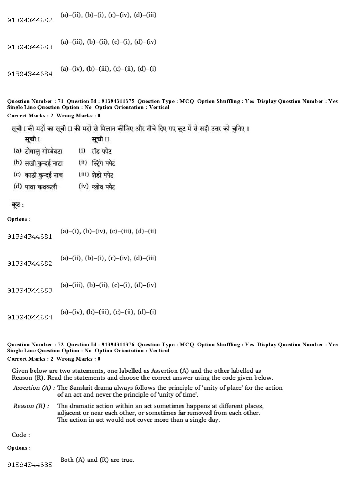 UGC NET Drama Theatre Question Paper December 2018 62