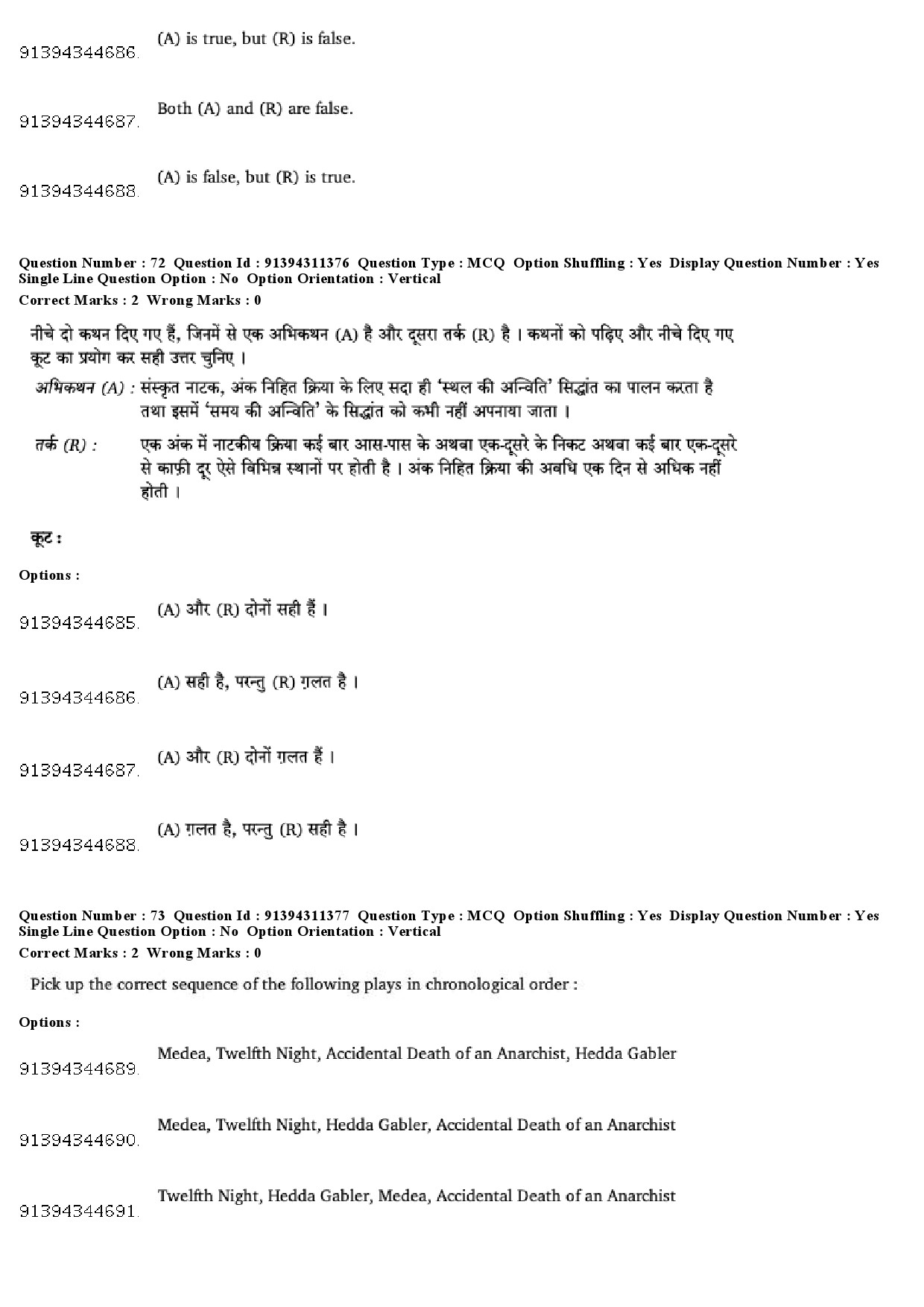 UGC NET Drama Theatre Question Paper December 2018 63