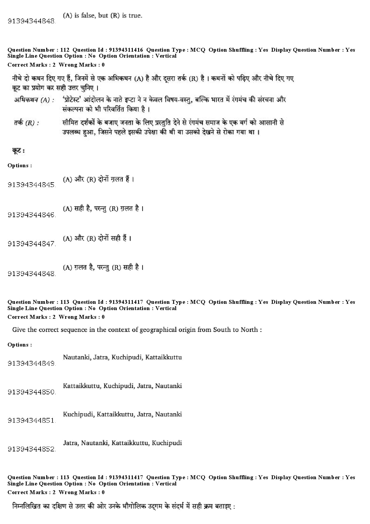 UGC NET Drama Theatre Question Paper December 2018 96