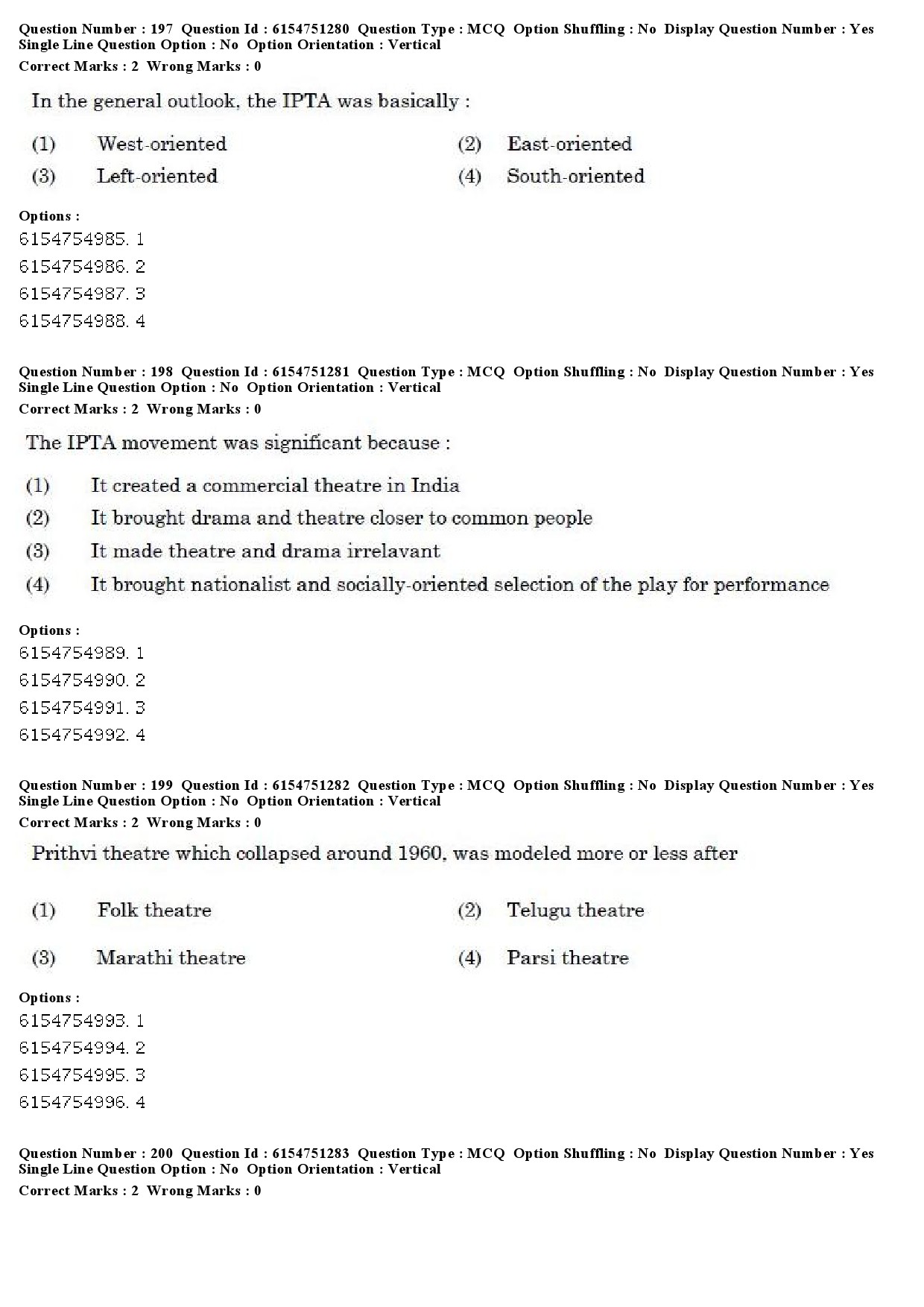 UGC NET Drama Theatre Question Paper December 2019 160