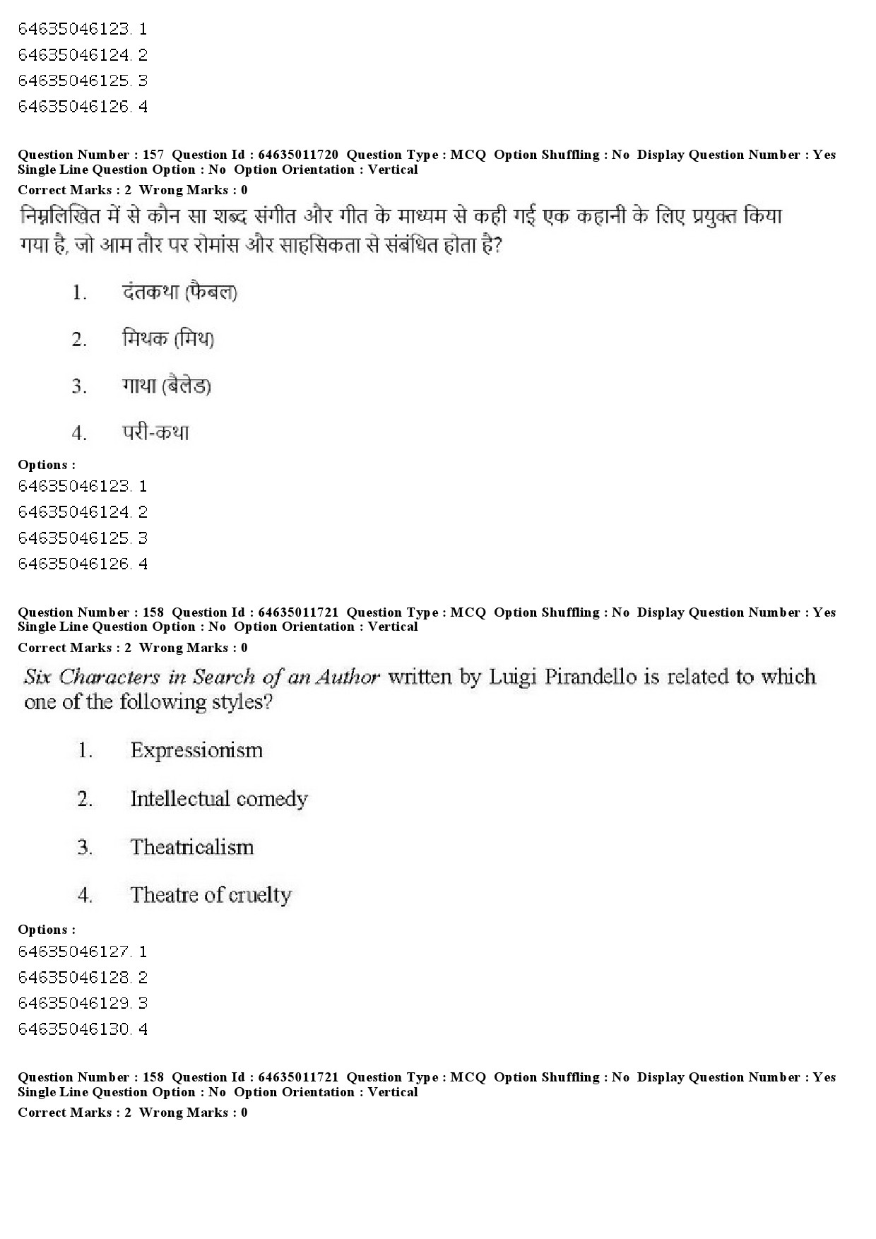 UGC NET Drama Theatre Question Paper June 2019 144