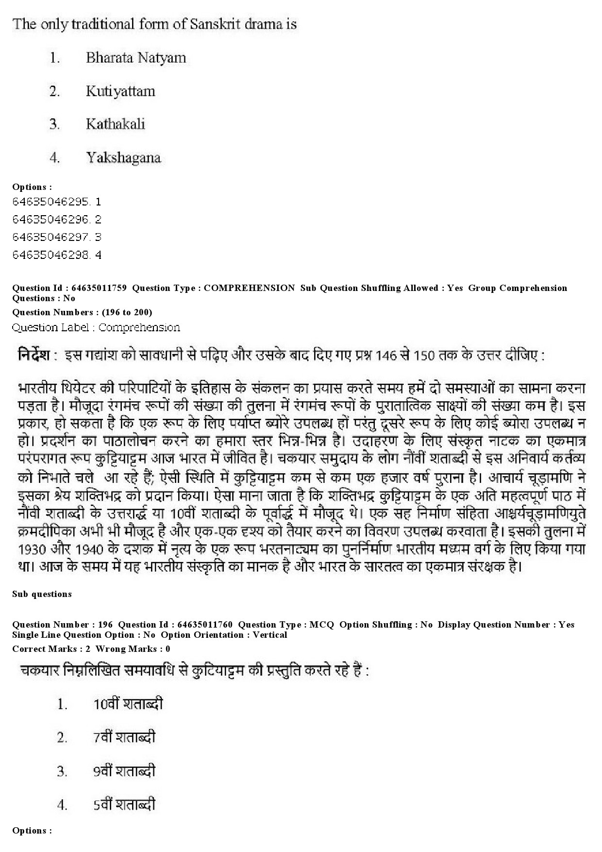 UGC NET Drama Theatre Question Paper June 2019 182