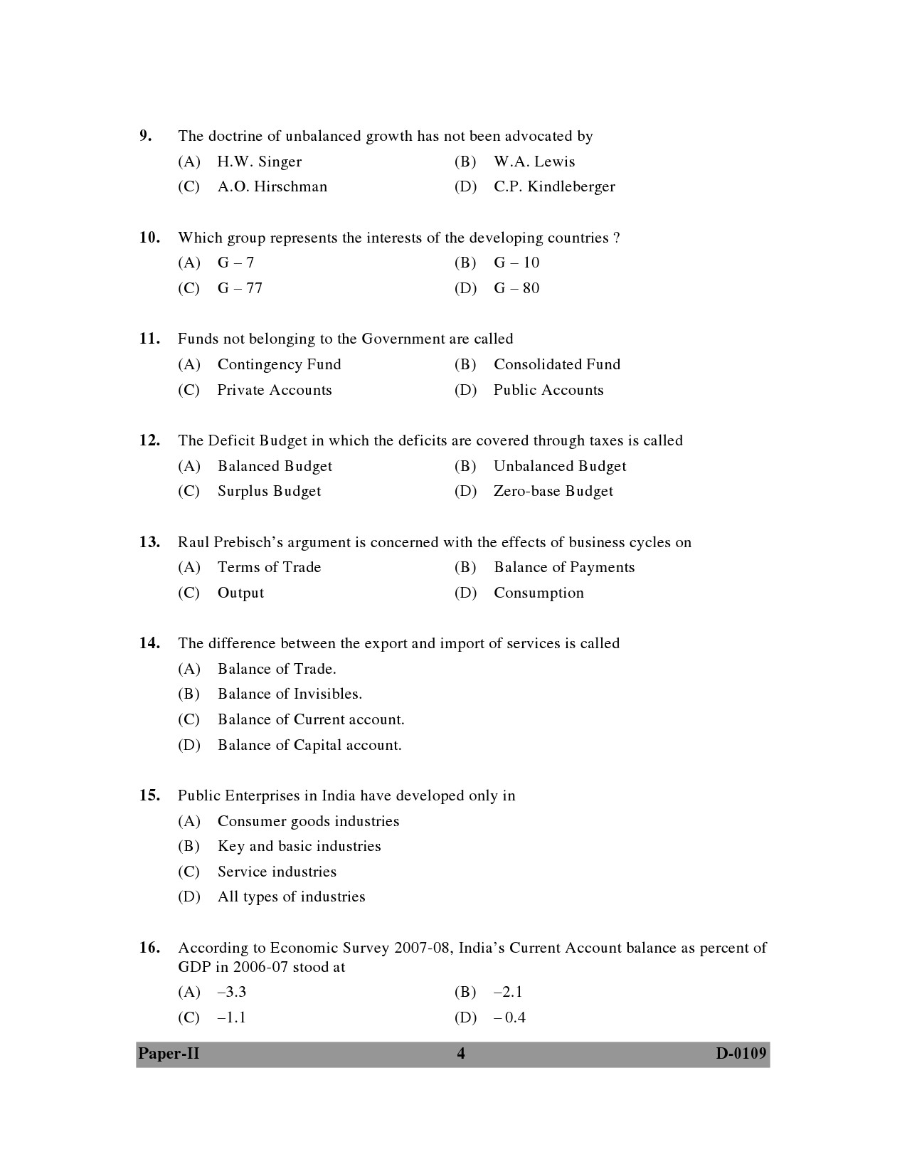 UGC NET Economics Question Paper II December 2009 4