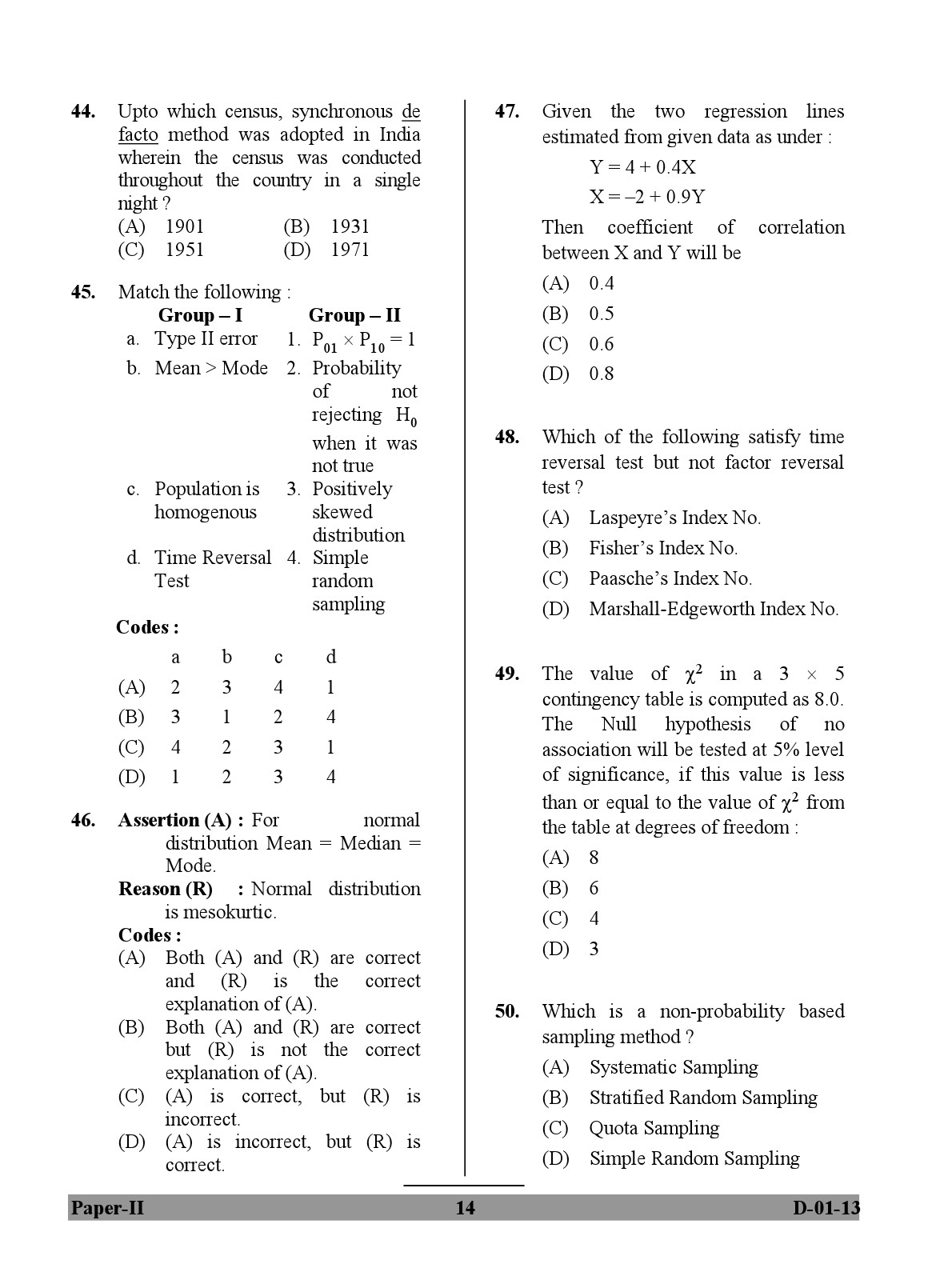 UGC NET Economics Question Paper II December 2013 14