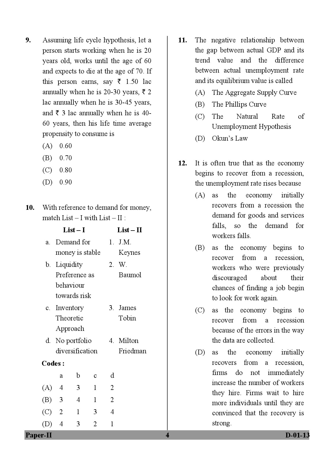 UGC NET Economics Question Paper II December 2013 4