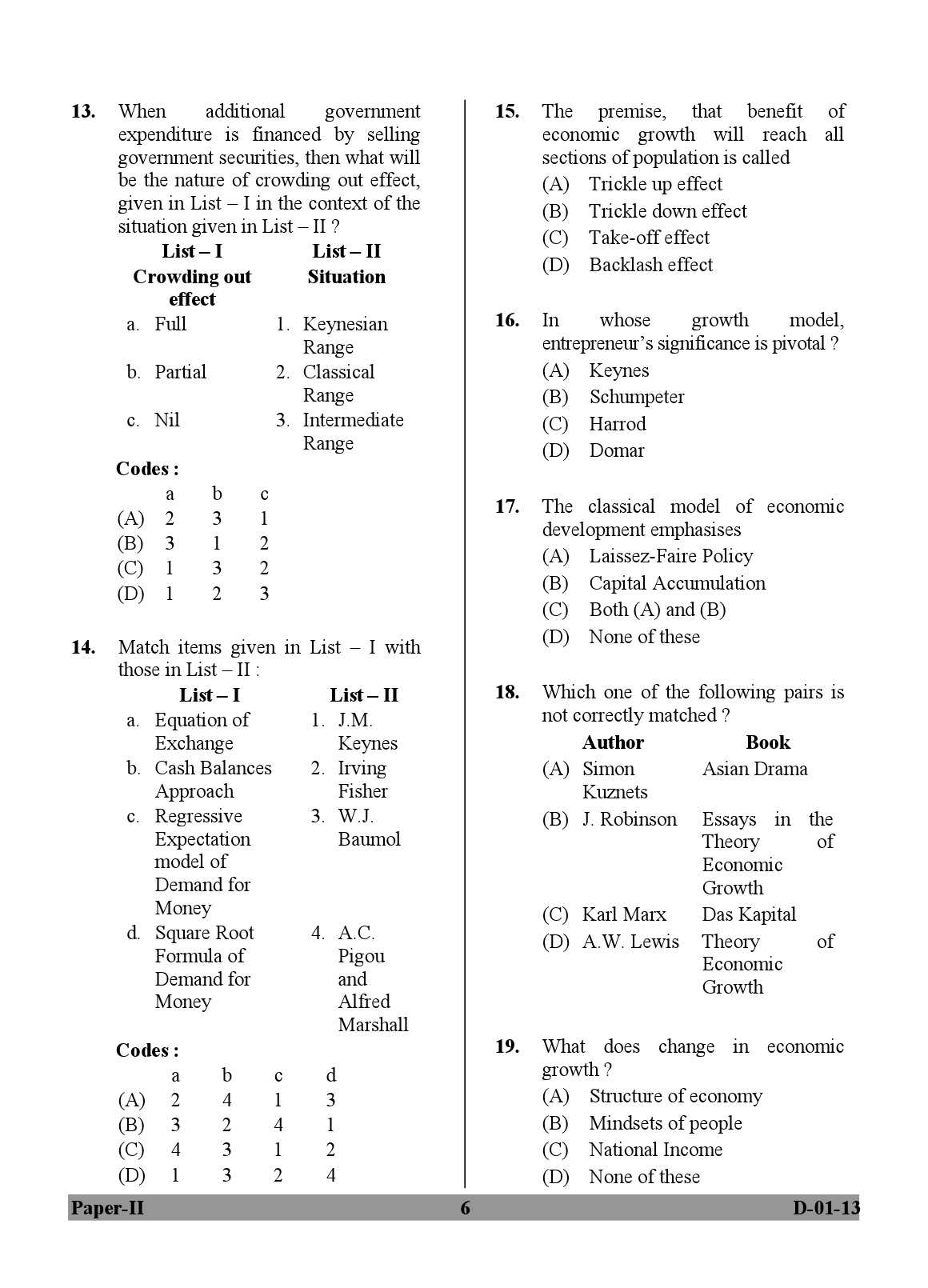 UGC NET Economics Question Paper II December 2013 6