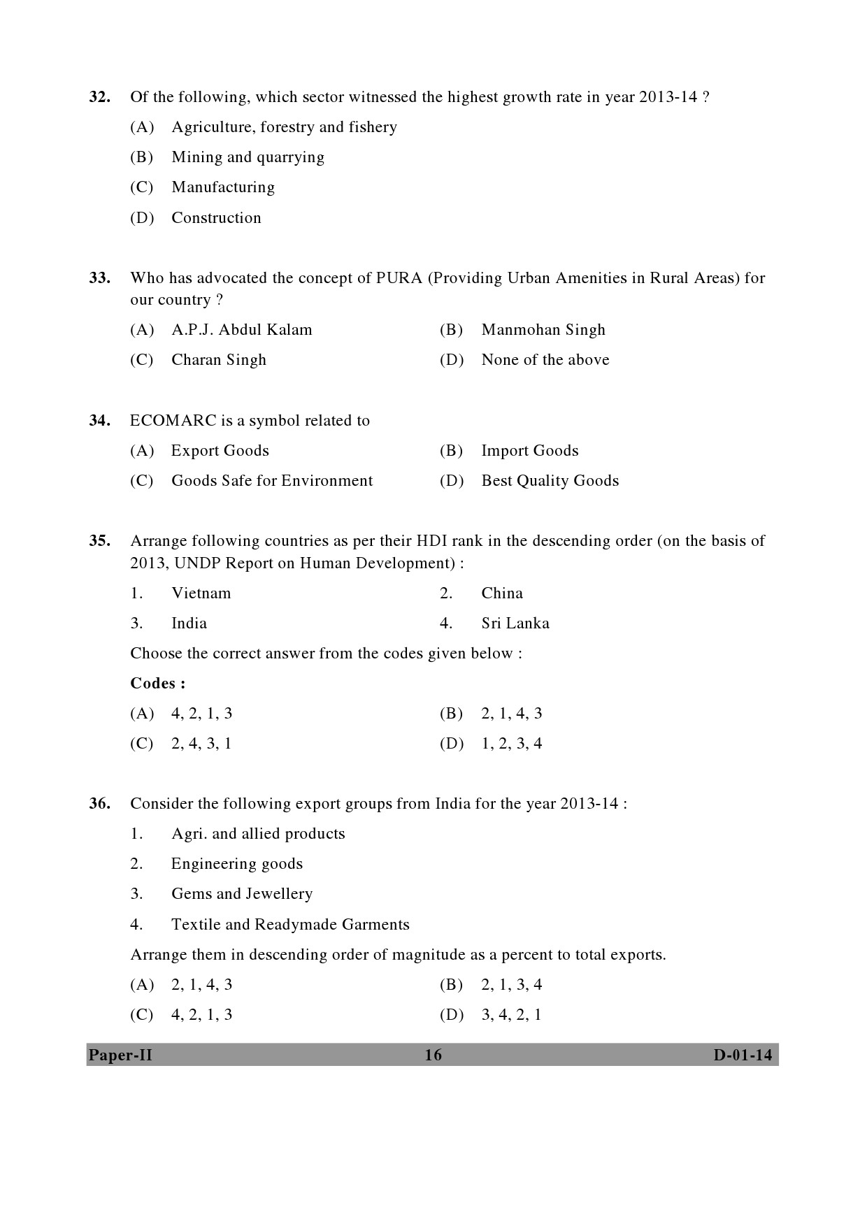 UGC NET Economics Question Paper II December 2014 16