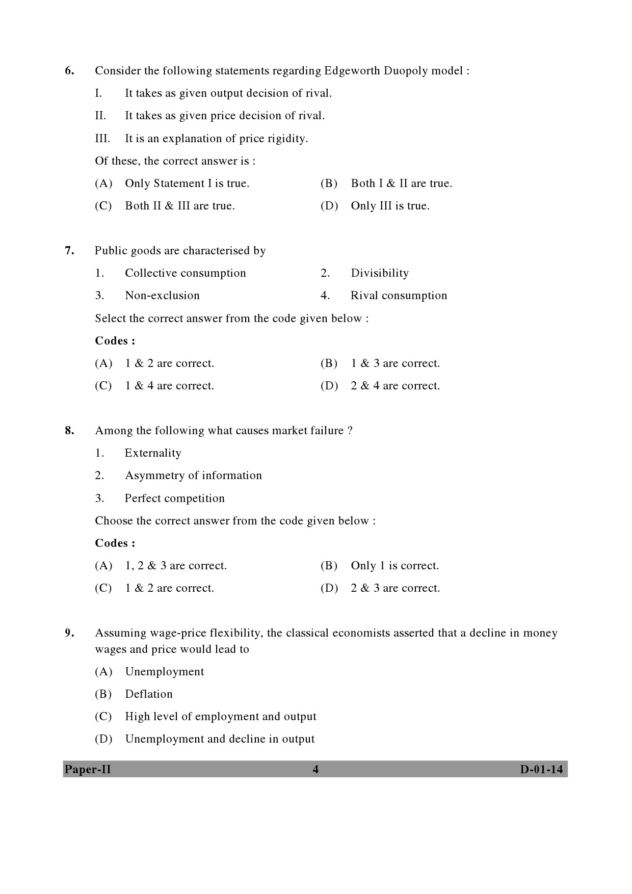 UGC NET Economics Question Paper II December 2014 4