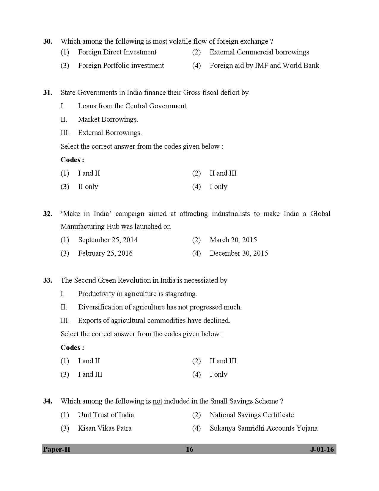 UGC NET Economics Question Paper II July 2016 16