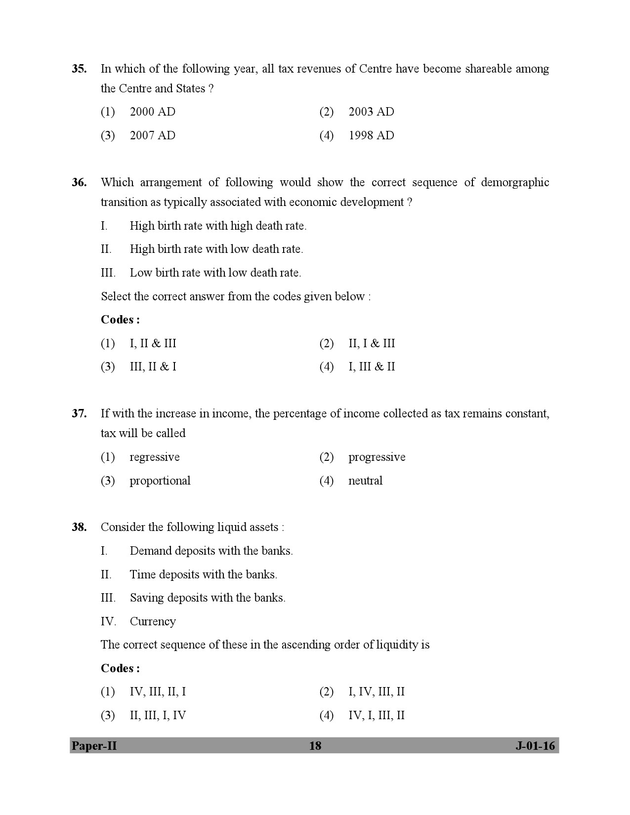 UGC NET Economics Question Paper II July 2016 18