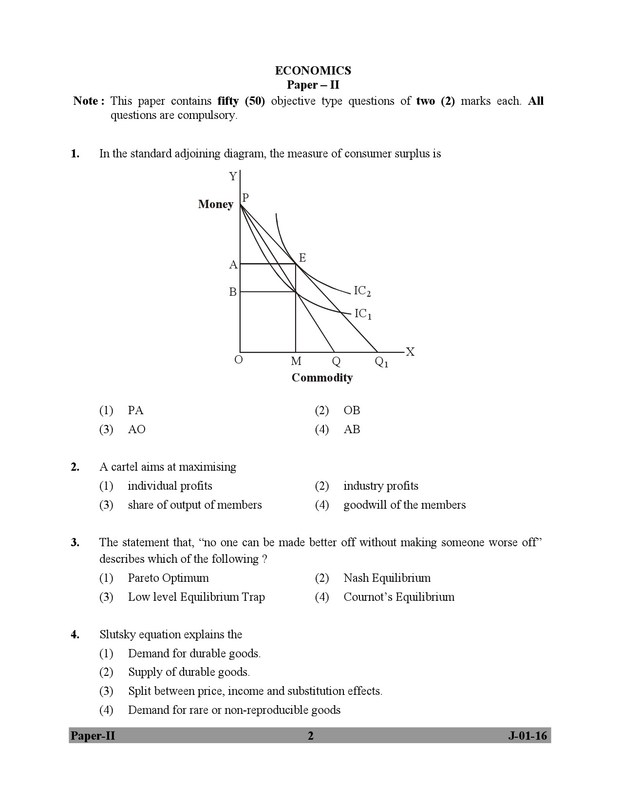 UGC NET Economics Question Paper II July 2016 2