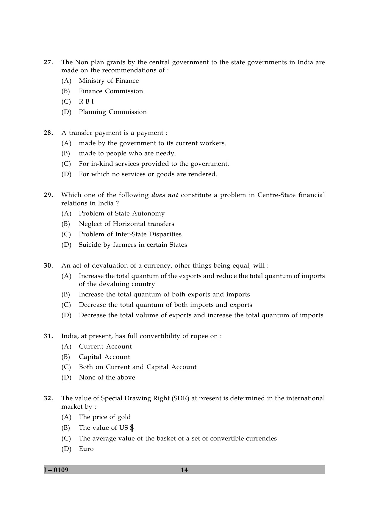 UGC NET Economics Question Paper II June 2009 14