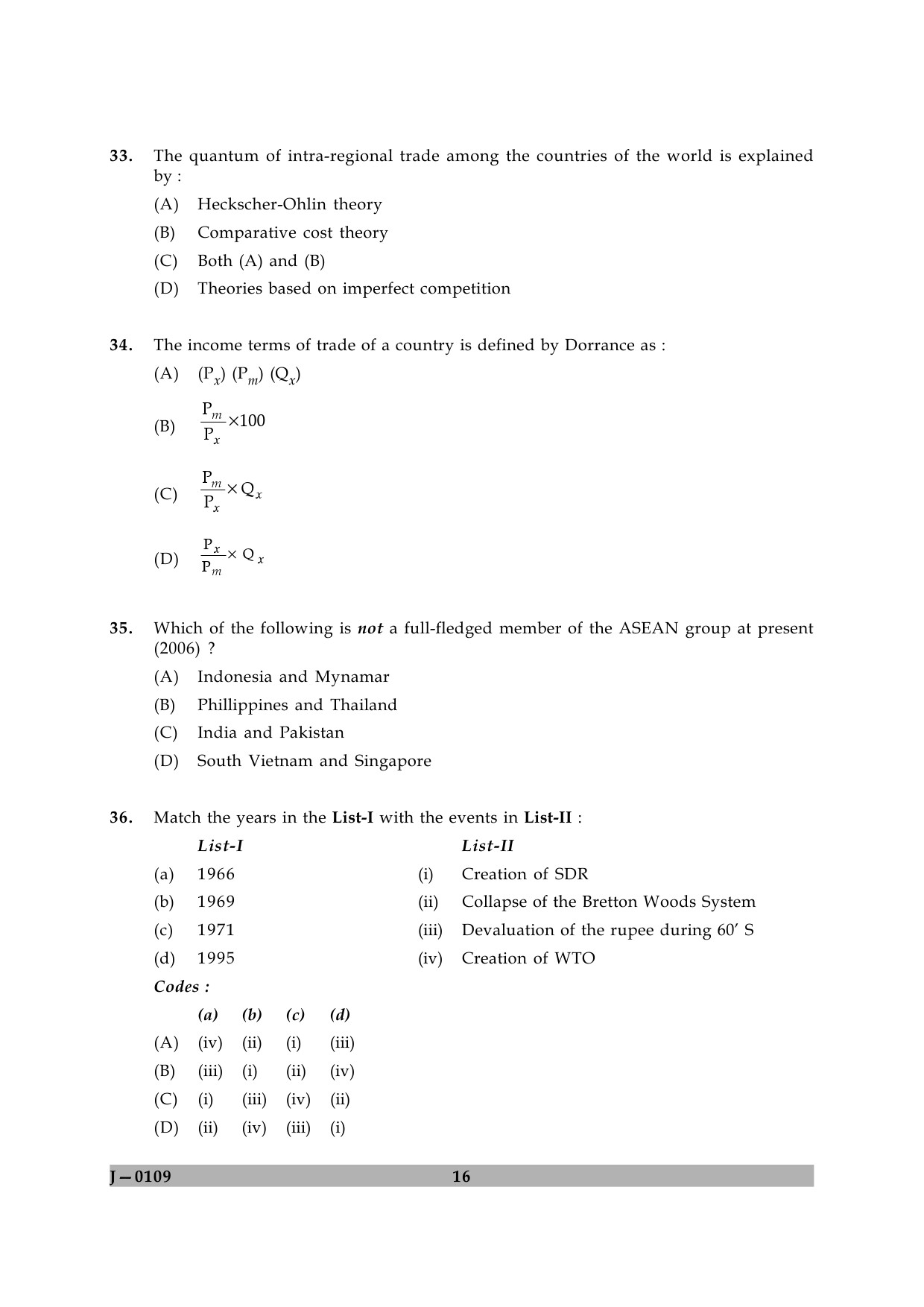 UGC NET Economics Question Paper II June 2009 16