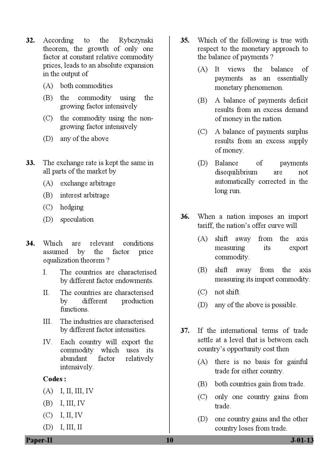 UGC NET Economics Question Paper II June 2013 10