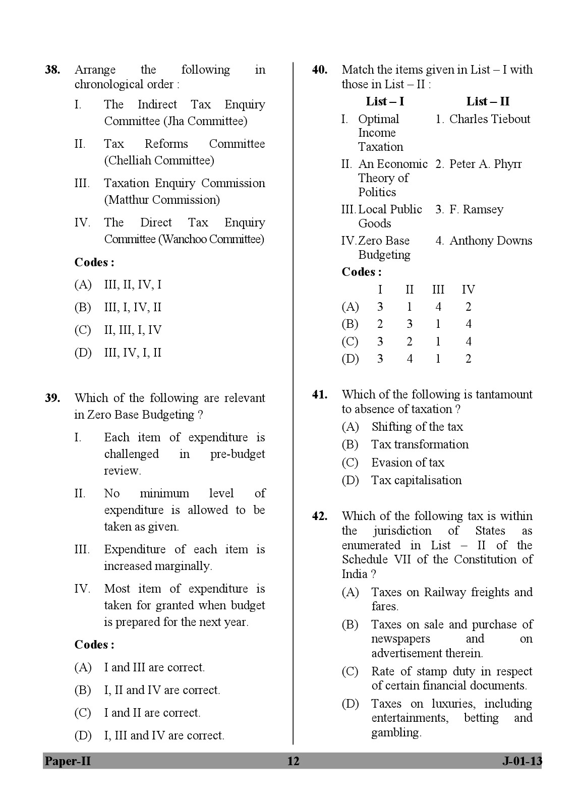 UGC NET Economics Question Paper II June 2013 12